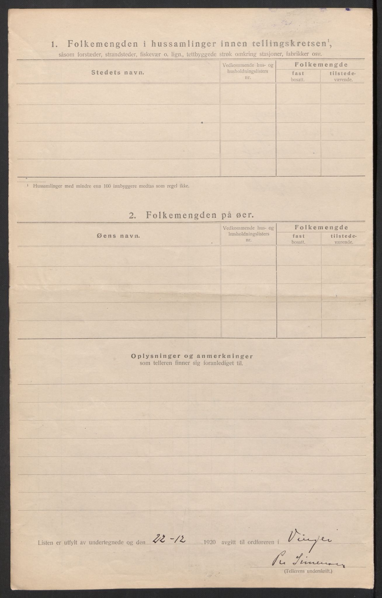 SAH, 1920 census for Vinger, 1920, p. 30