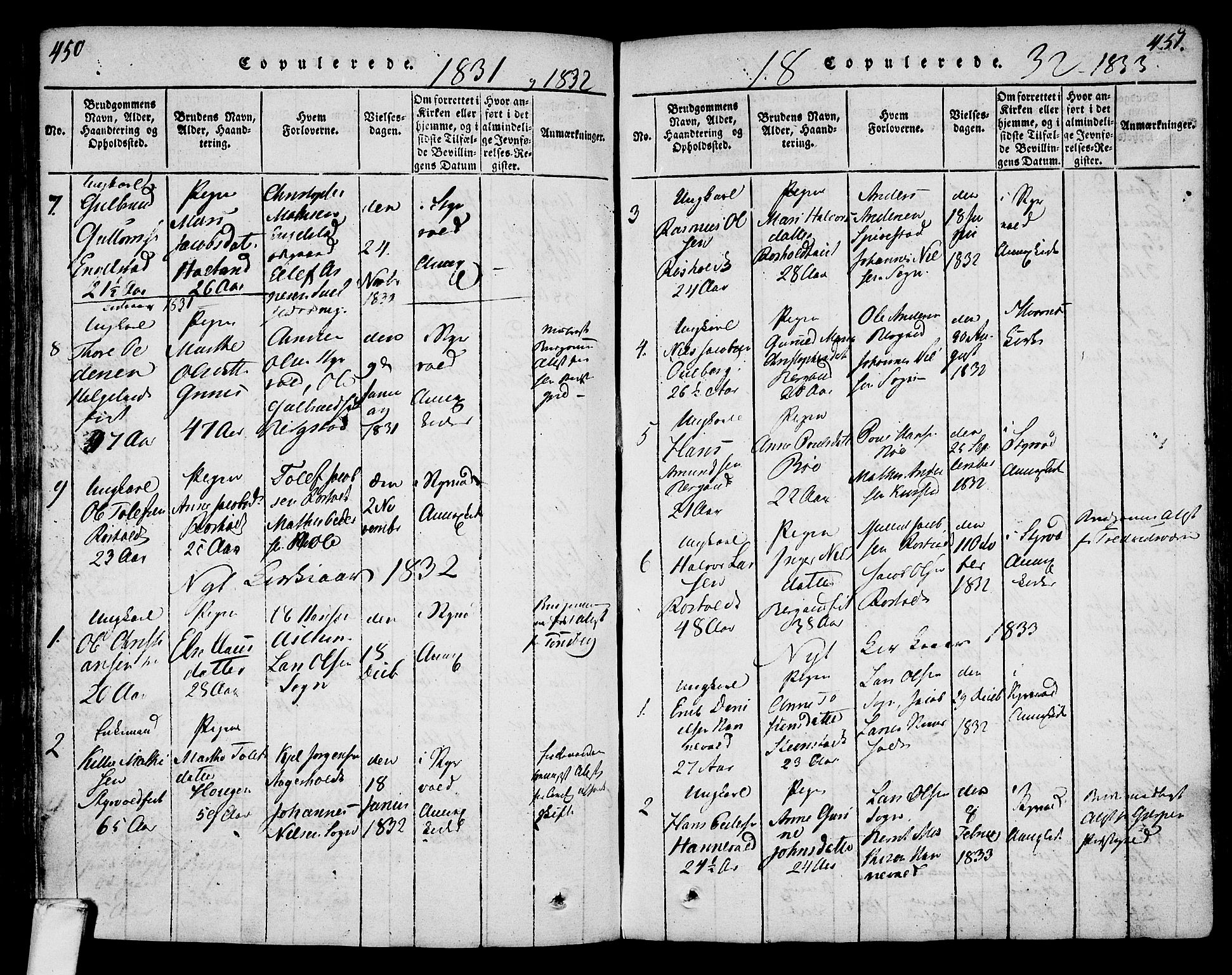 Lardal kirkebøker, SAKO/A-350/F/Fa/L0005: Parish register (official) no. I 5, 1814-1835, p. 450-451