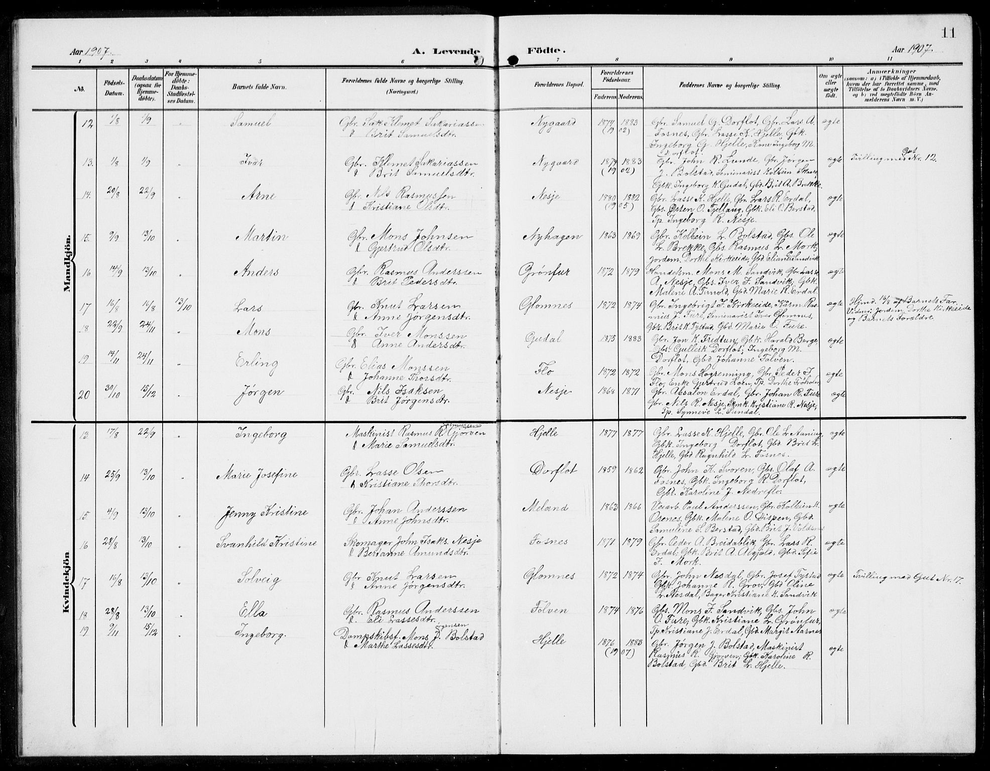 Stryn Sokneprestembete, SAB/A-82501: Parish register (copy) no. C 4, 1905-1936, p. 11