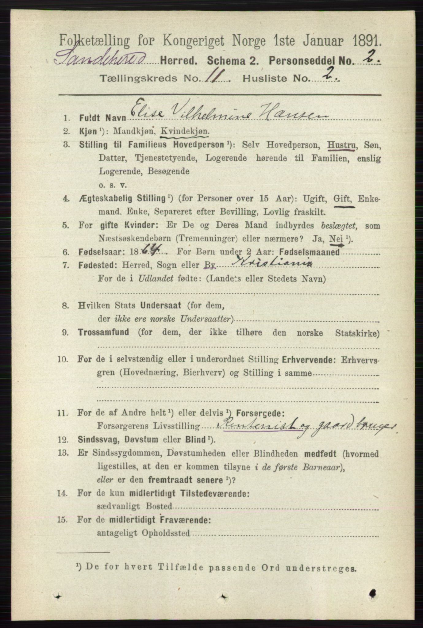 RA, 1891 census for 0724 Sandeherred, 1891, p. 6725