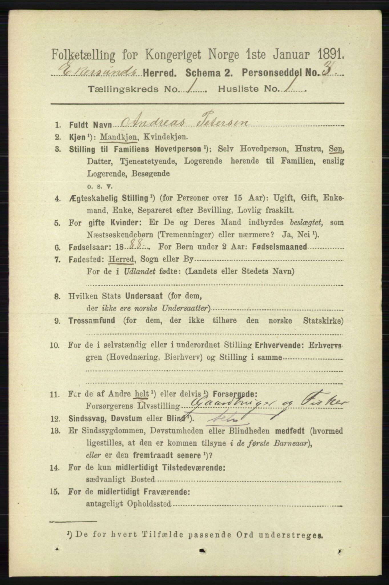 RA, 1891 census for 1116 Eigersund herred, 1891, p. 68