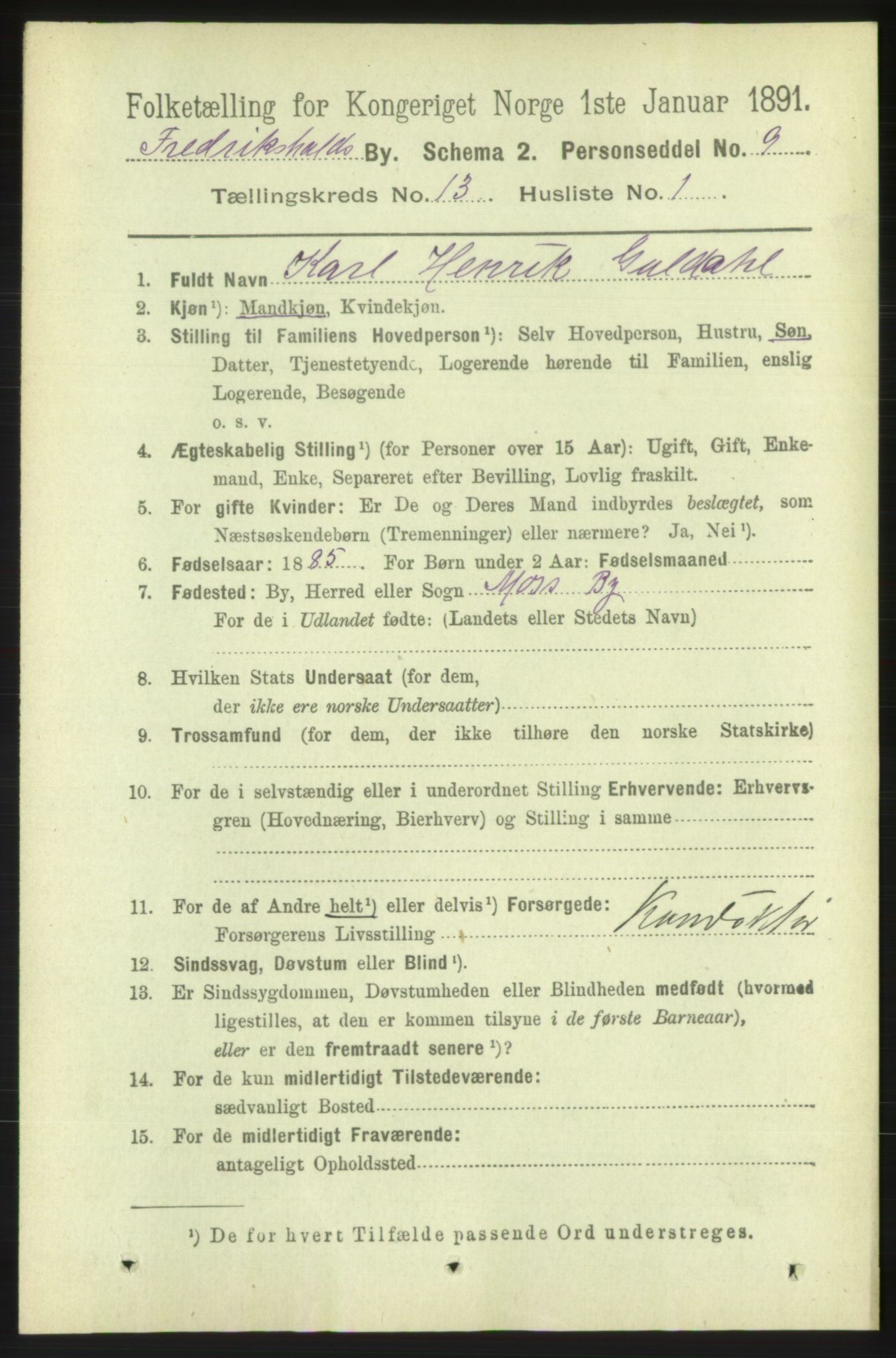 RA, 1891 census for 0101 Fredrikshald, 1891, p. 8794