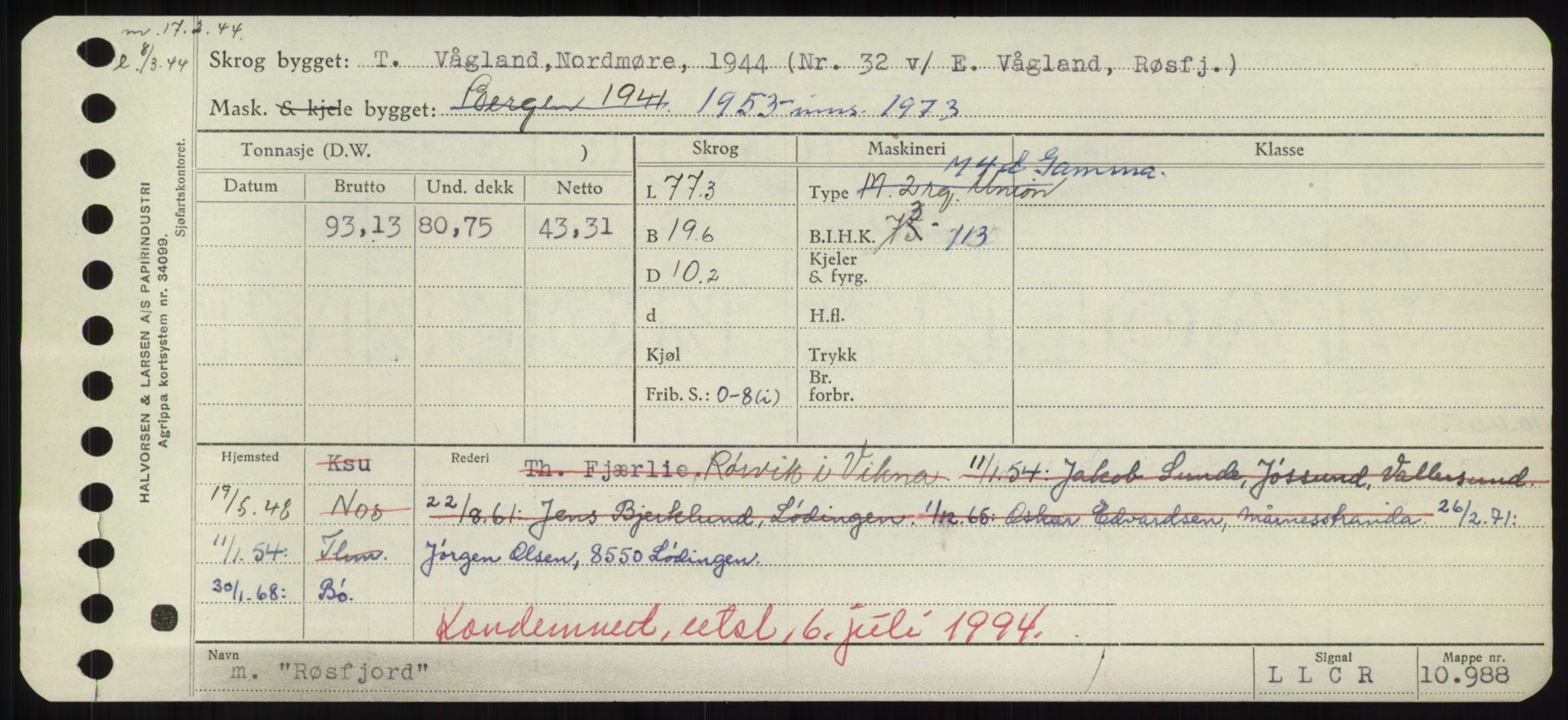 Sjøfartsdirektoratet med forløpere, Skipsmålingen, RA/S-1627/H/Hd/L0031: Fartøy, Rju-Sam, p. 475