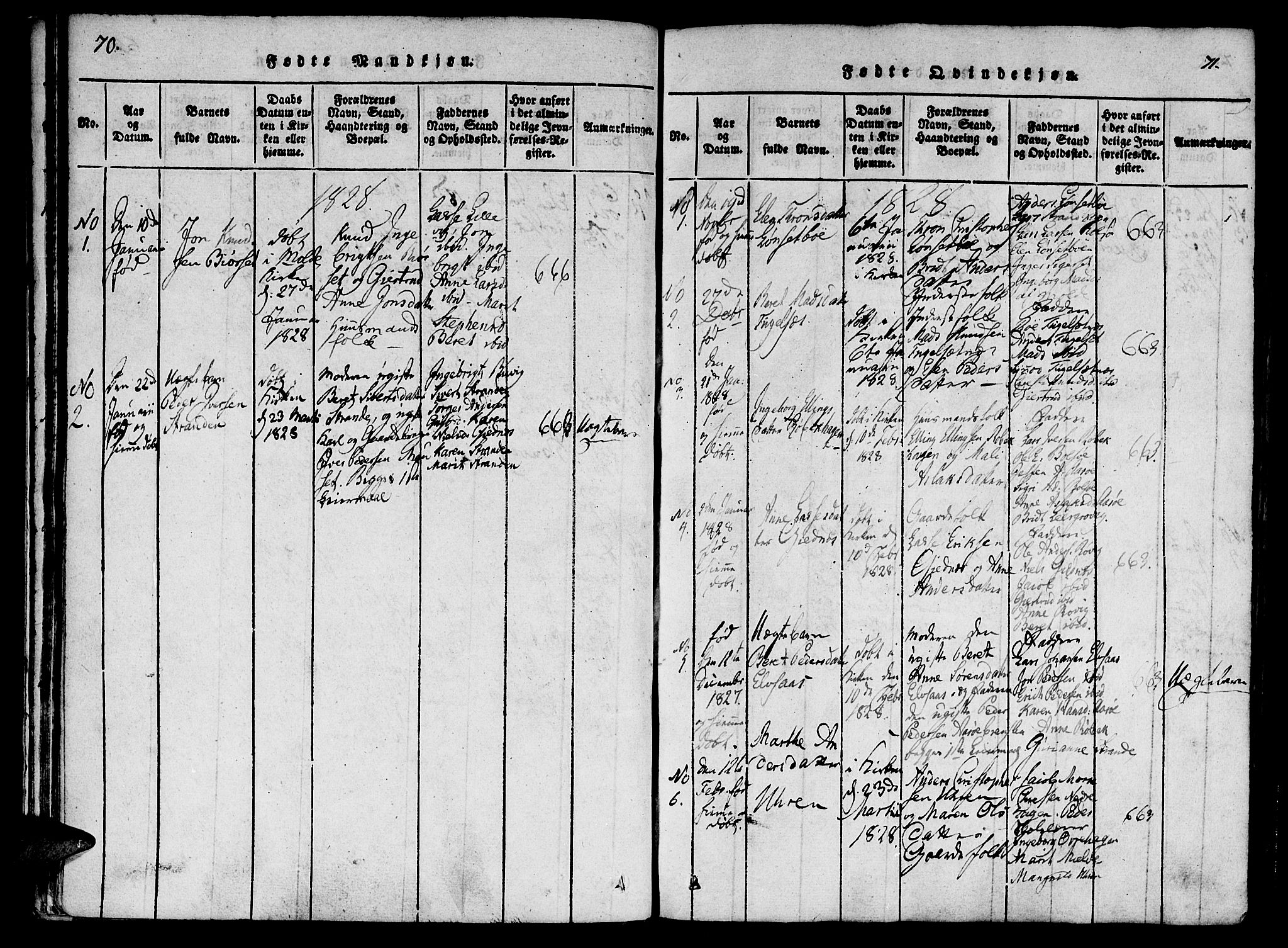 Ministerialprotokoller, klokkerbøker og fødselsregistre - Møre og Romsdal, SAT/A-1454/555/L0652: Parish register (official) no. 555A03, 1817-1843, p. 70-71