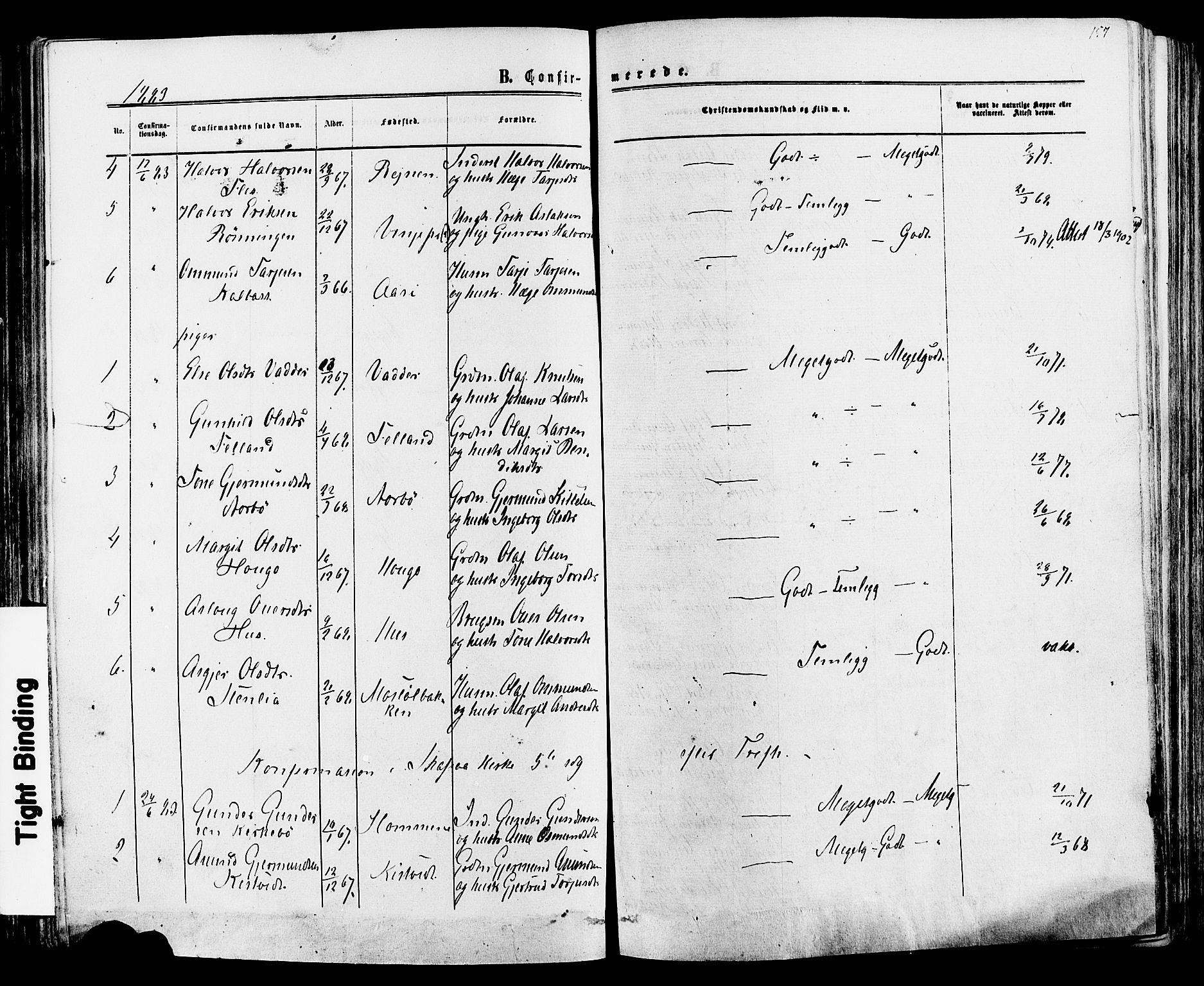Mo kirkebøker, SAKO/A-286/F/Fa/L0006: Parish register (official) no. I 6, 1865-1885, p. 157