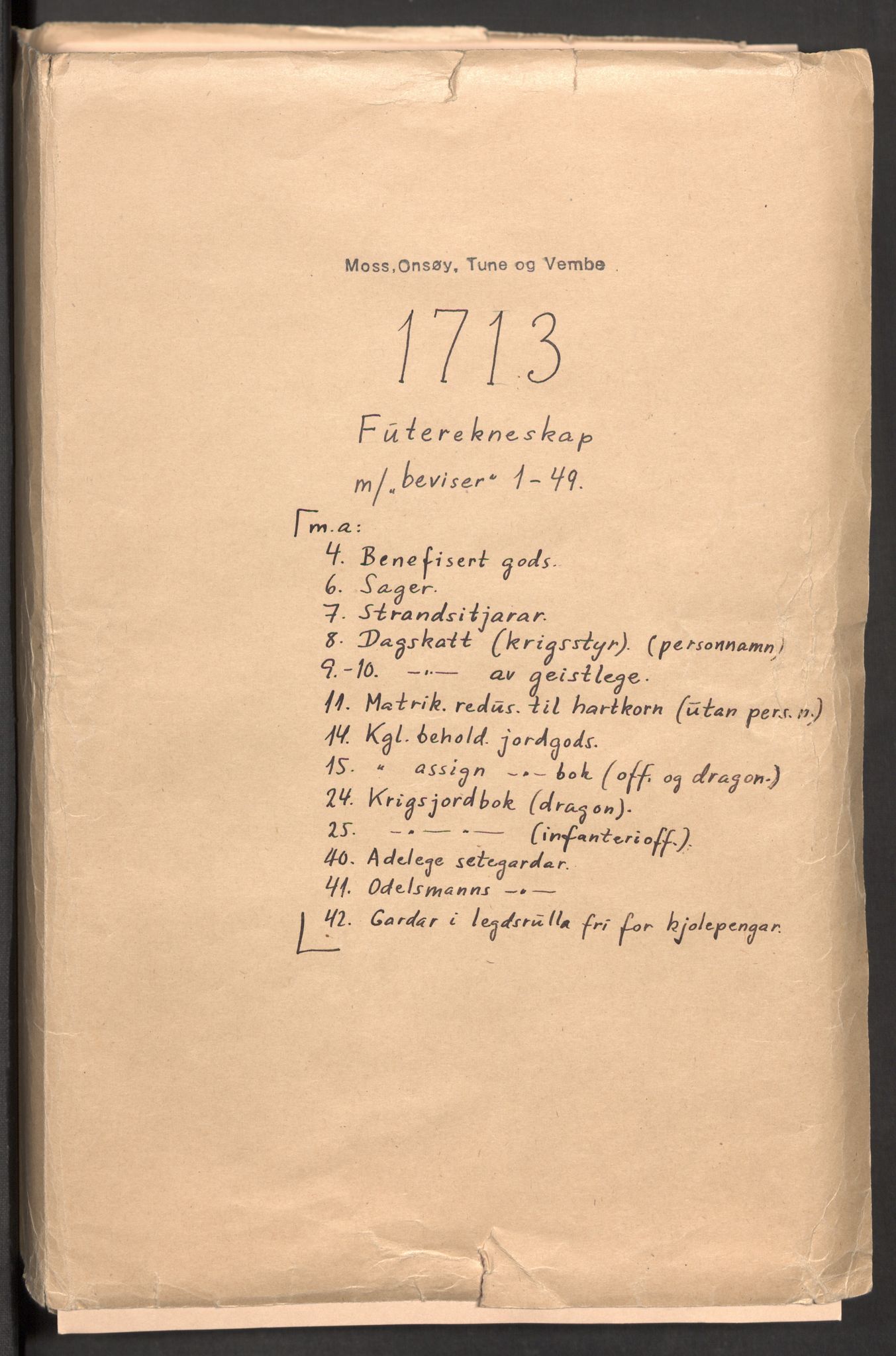 Rentekammeret inntil 1814, Reviderte regnskaper, Fogderegnskap, RA/EA-4092/R04/L0138: Fogderegnskap Moss, Onsøy, Tune, Veme og Åbygge, 1713-1714, p. 2