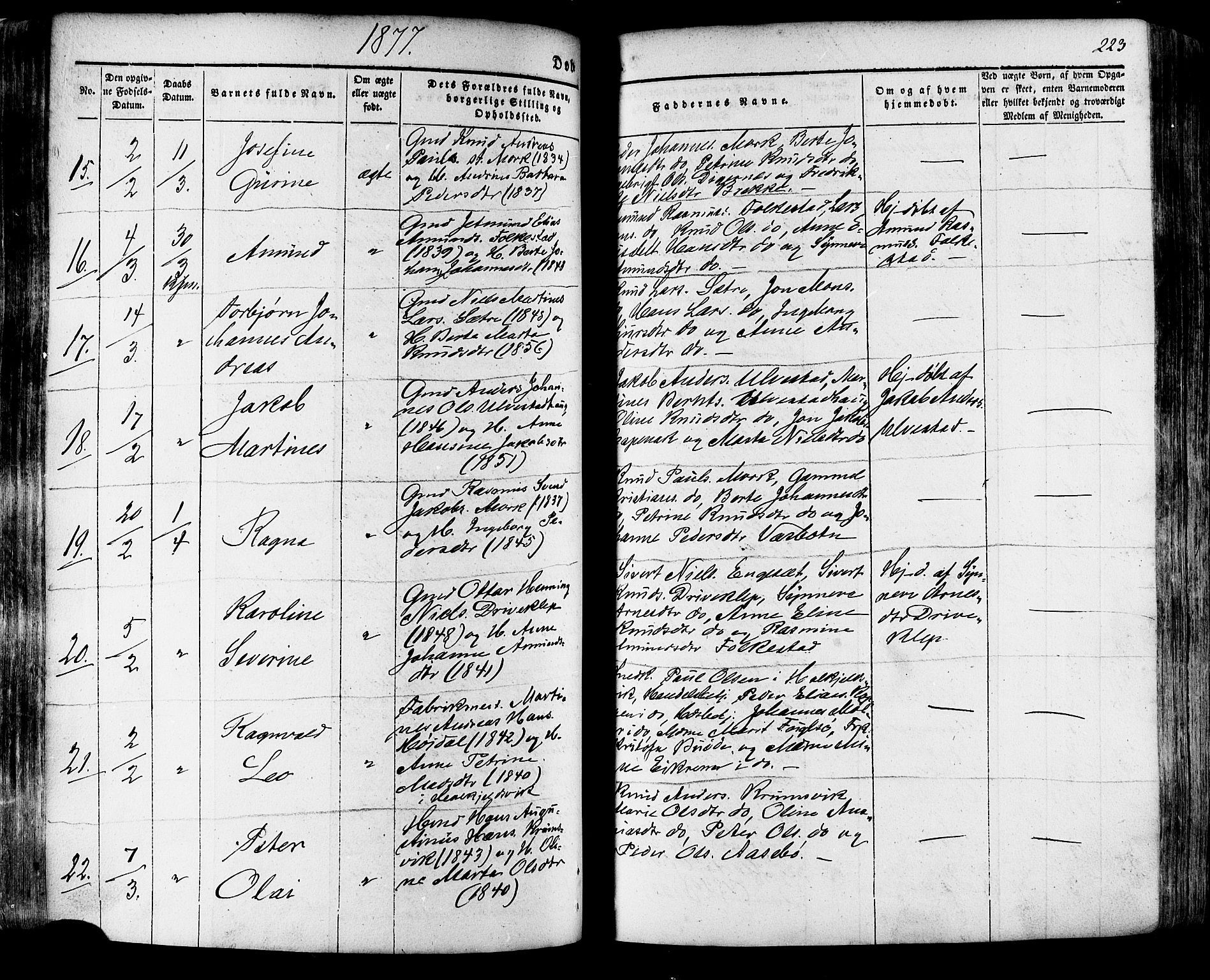 Ministerialprotokoller, klokkerbøker og fødselsregistre - Møre og Romsdal, SAT/A-1454/511/L0140: Parish register (official) no. 511A07, 1851-1878, p. 223