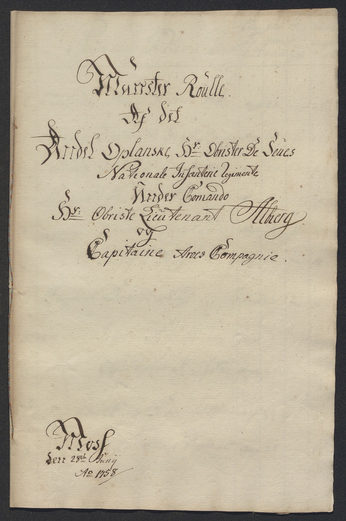 Kommanderende general (KG I) med Det norske krigsdirektorium, AV/RA-EA-5419/E/Ec/L0021: Ruller over nedkommanderte mannskap, 1758-1762, p. 547