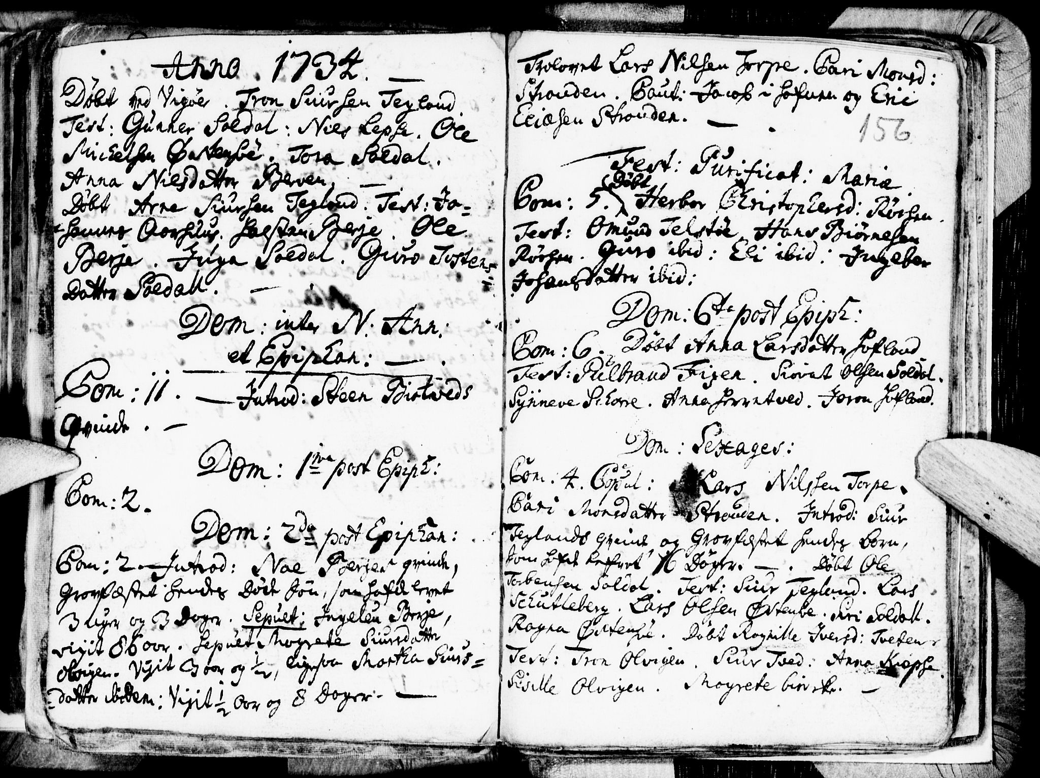 Kvam sokneprestembete, SAB/A-76201/H/Haa: Parish register (official) no. A 1, 1690-1741, p. 156