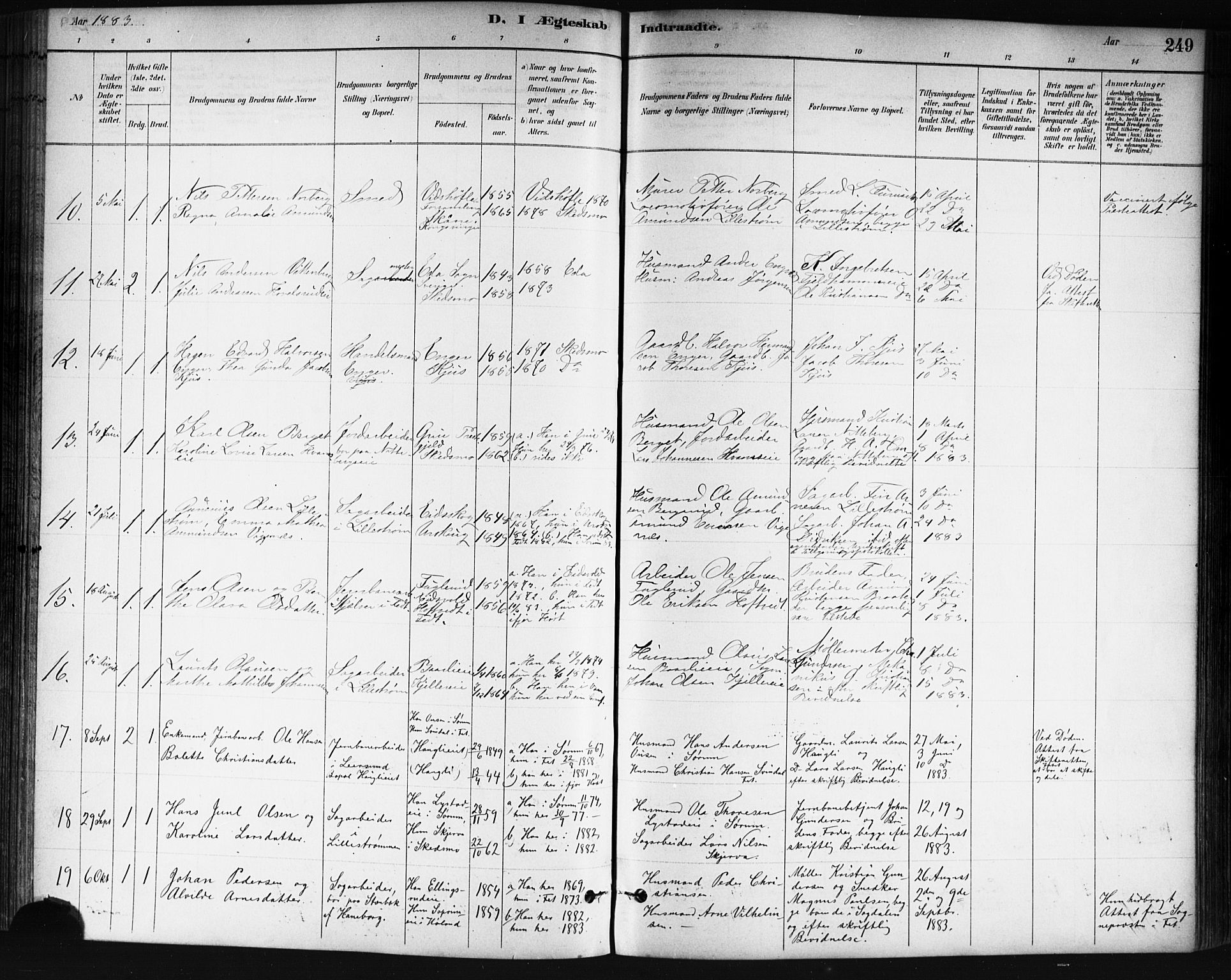 Skedsmo prestekontor Kirkebøker, SAO/A-10033a/G/Ga/L0004: Parish register (copy) no. I 4, 1883-1895, p. 249