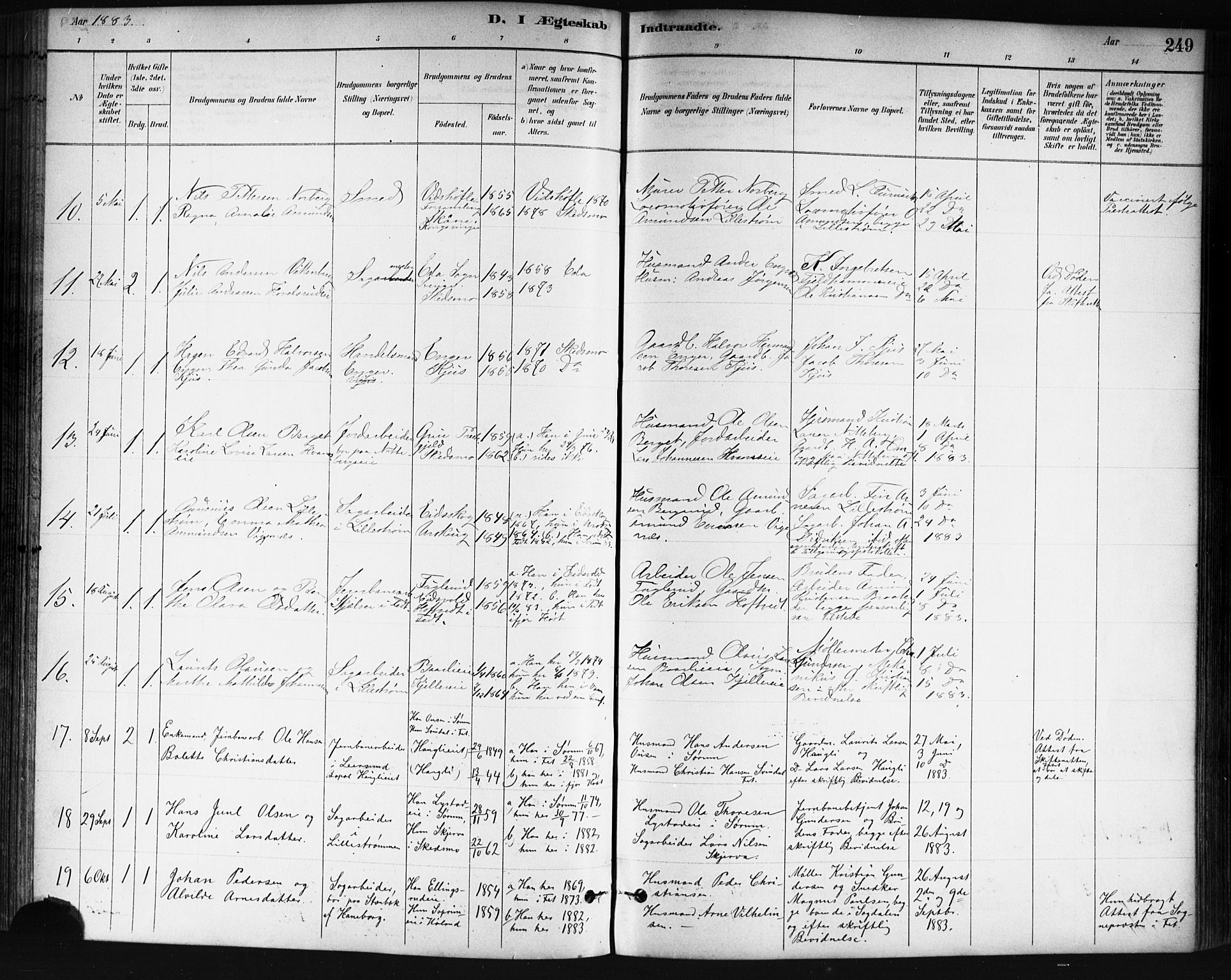 Skedsmo prestekontor Kirkebøker, AV/SAO-A-10033a/G/Ga/L0004: Parish register (copy) no. I 4, 1883-1895, p. 249