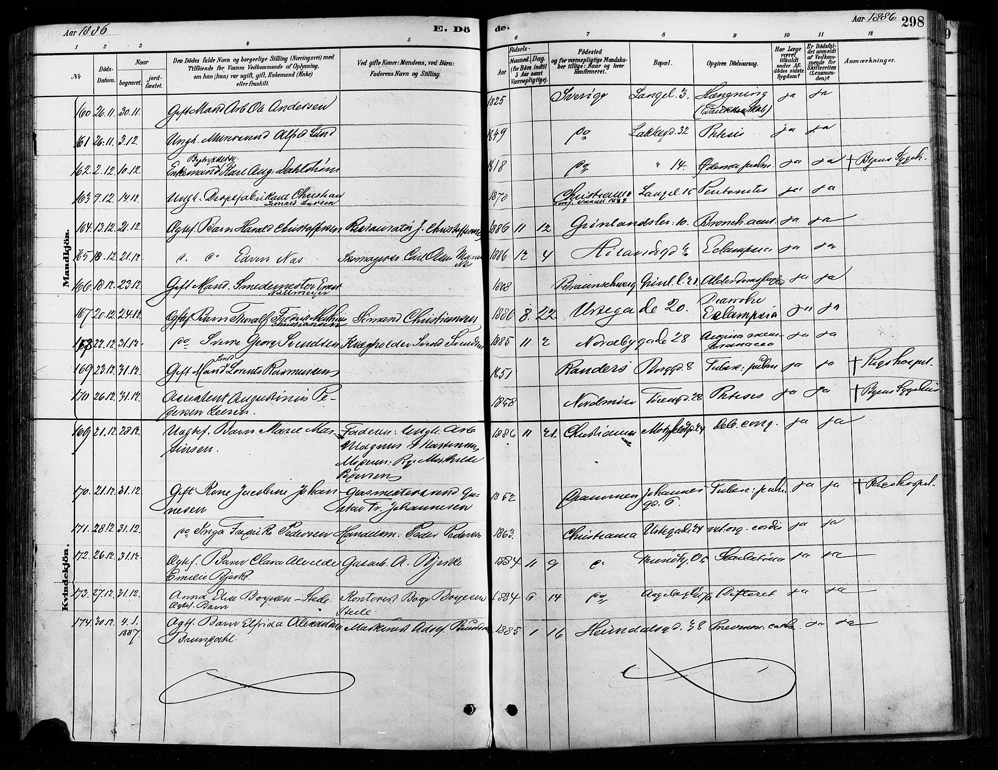 Grønland prestekontor Kirkebøker, AV/SAO-A-10848/F/Fa/L0008: Parish register (official) no. 8, 1881-1893, p. 298