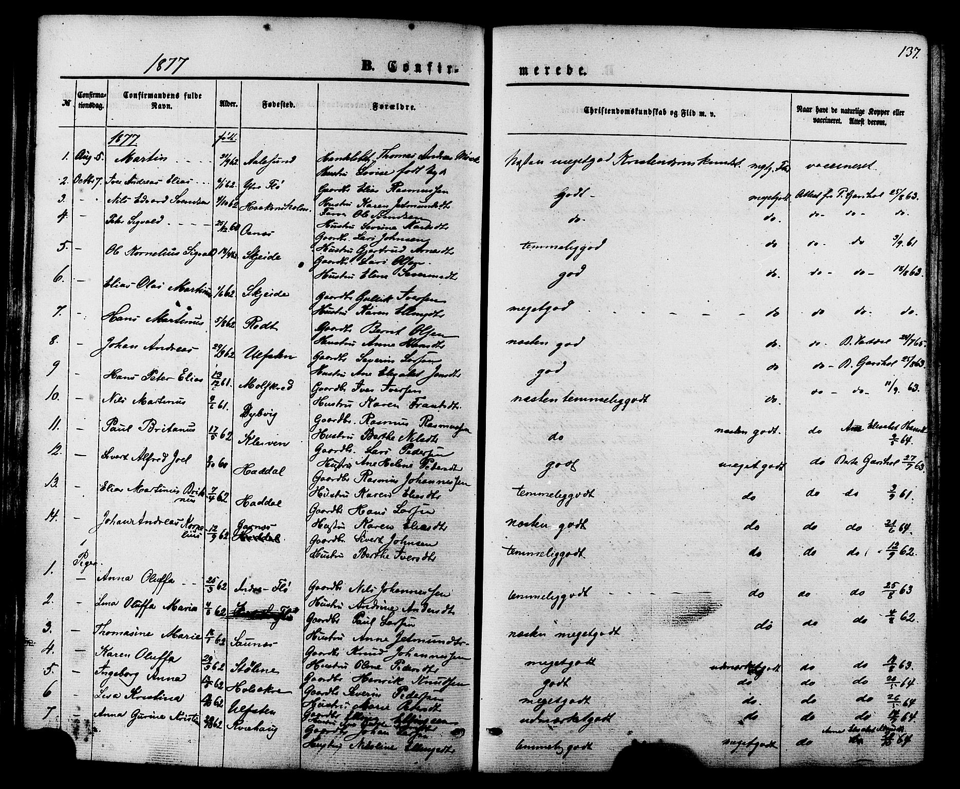 Ministerialprotokoller, klokkerbøker og fødselsregistre - Møre og Romsdal, AV/SAT-A-1454/509/L0105: Parish register (official) no. 509A03, 1848-1882, p. 137