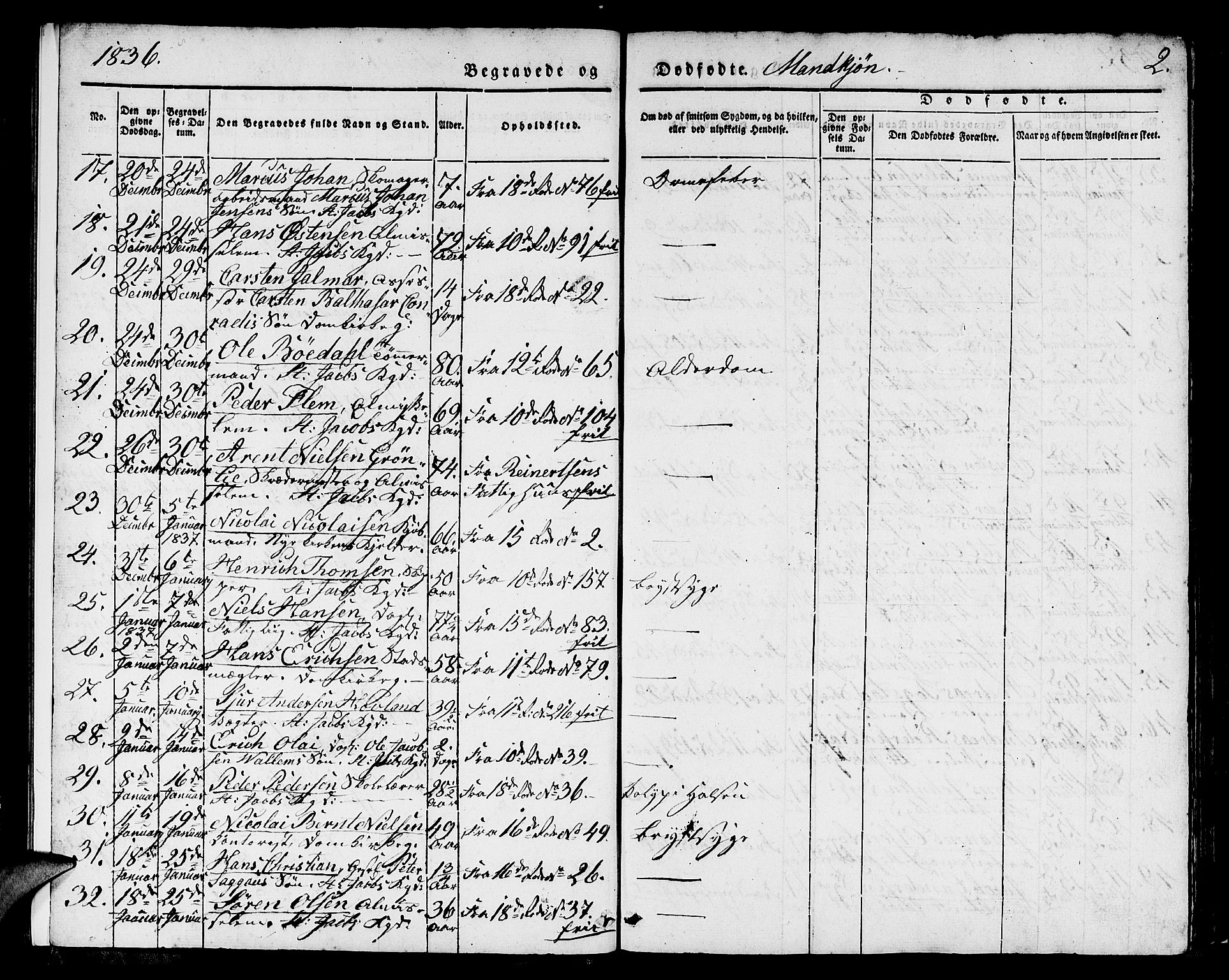Domkirken sokneprestembete, SAB/A-74801/H/Hab/L0037: Parish register (copy) no. E 1, 1836-1848, p. 2