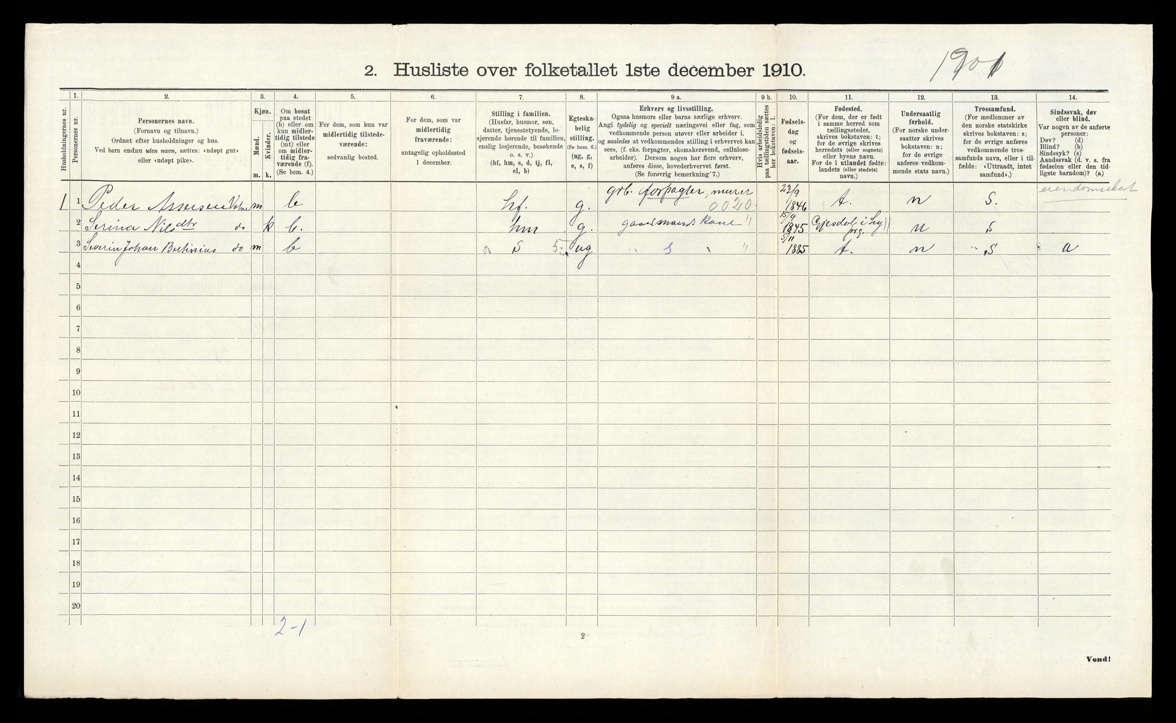 RA, 1910 census for Høyland, 1910, p. 711