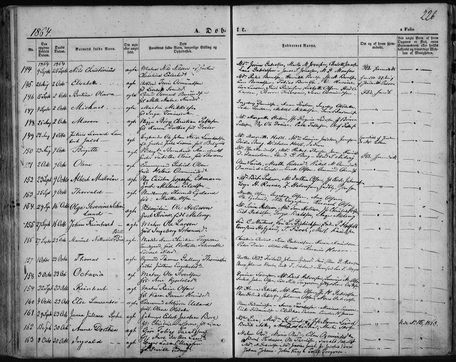 Domkirken sokneprestkontor, SAST/A-101812/001/30/30BA/L0017: Parish register (official) no. A 16, 1855-1867, p. 226