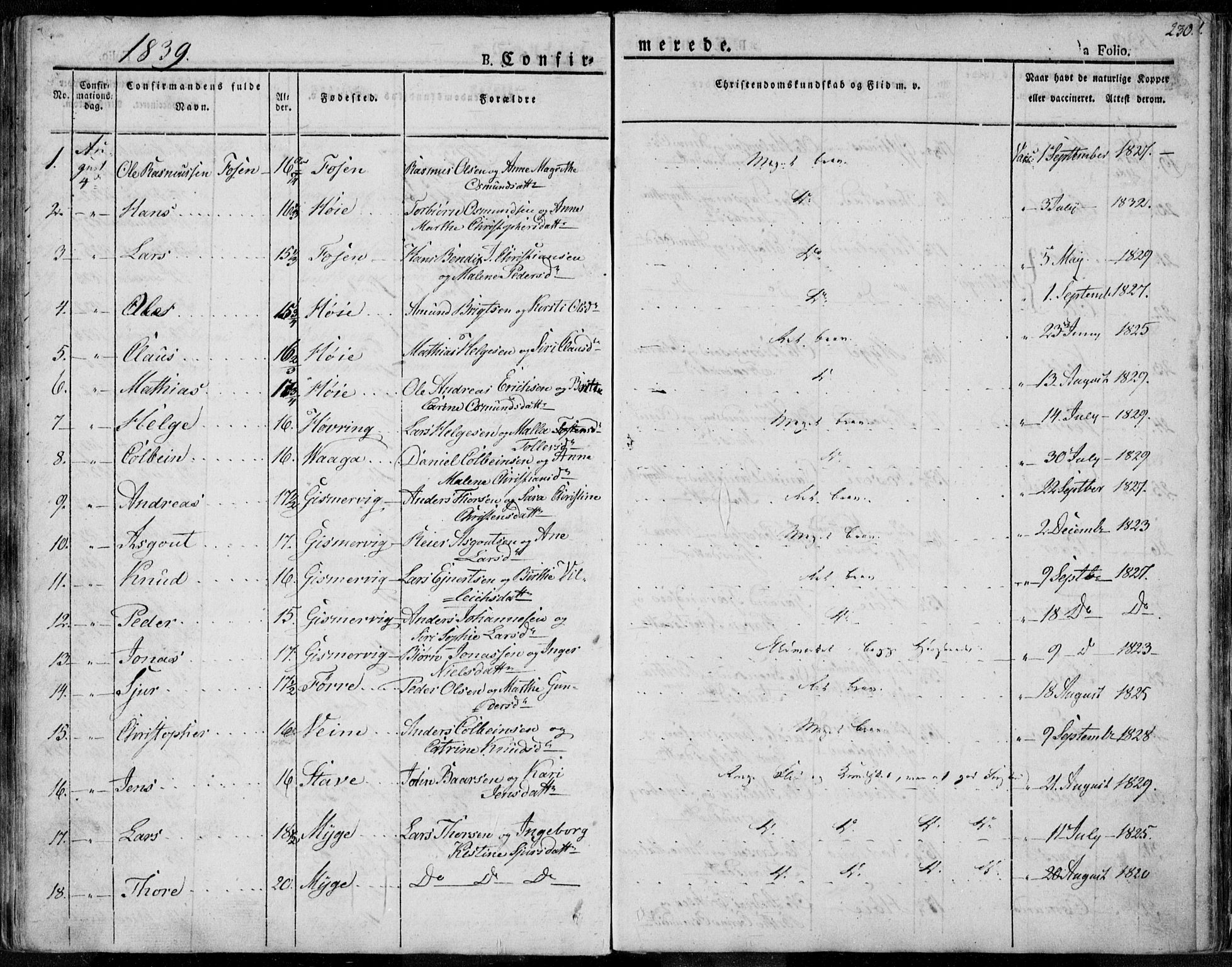 Avaldsnes sokneprestkontor, SAST/A -101851/H/Ha/Haa/L0005: Parish register (official) no. A 5.1, 1825-1841, p. 230