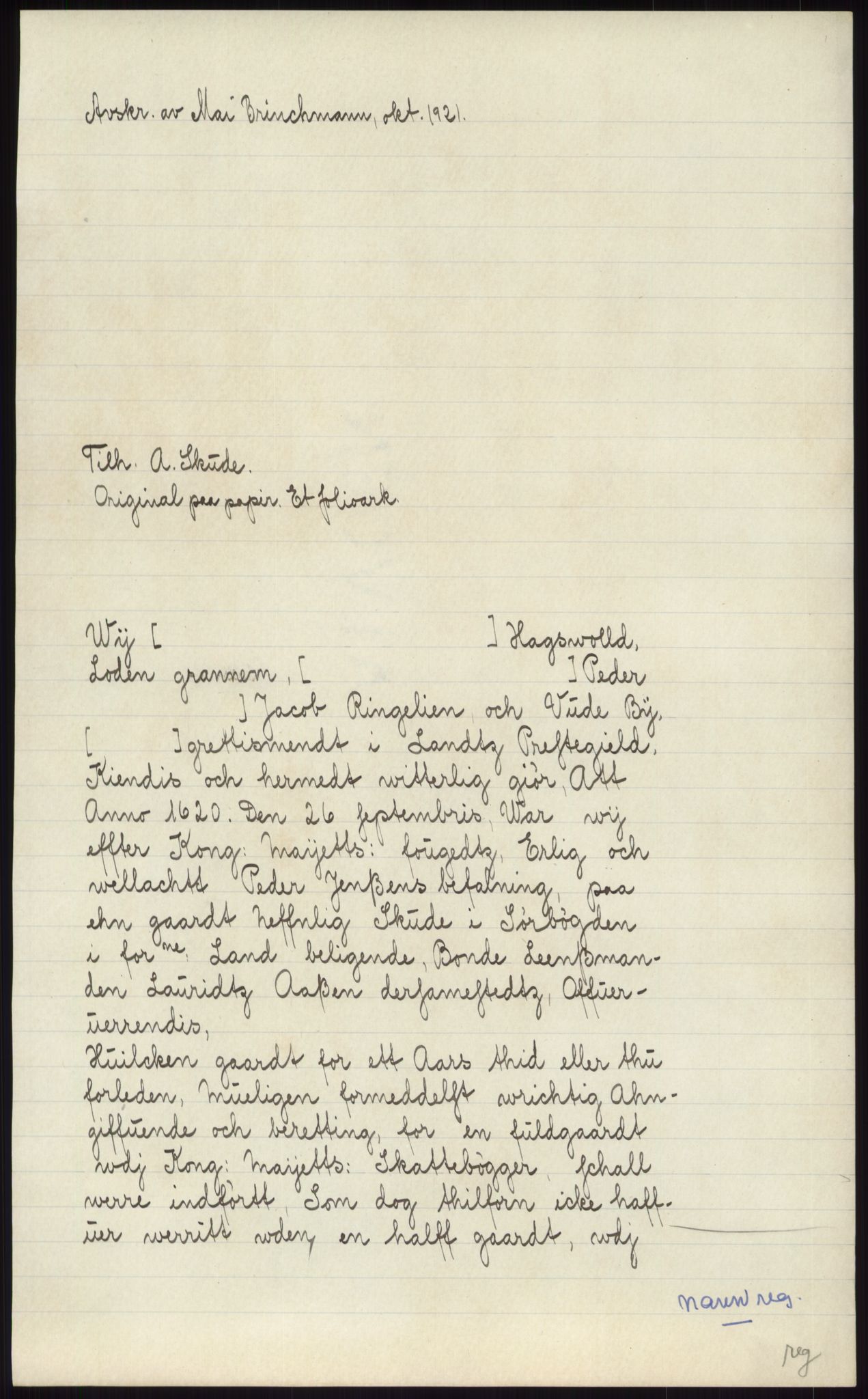 Samlinger til kildeutgivelse, Diplomavskriftsamlingen, AV/RA-EA-4053/H/Ha, p. 3623