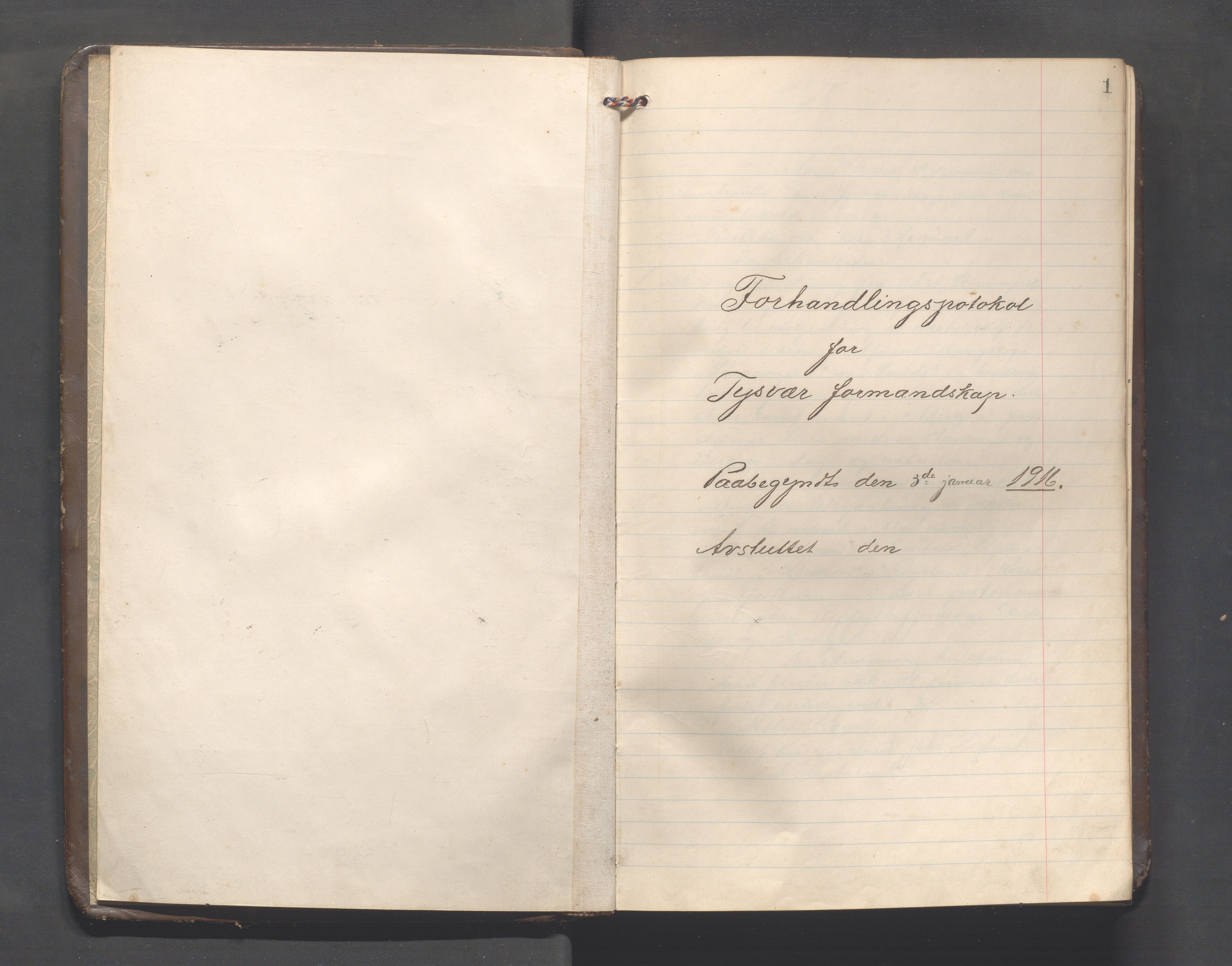 Tysvær kommune - Møtebøker formannskapet, IKAR/X-0002-Aaa/L0004, 1916-1923, p. 1