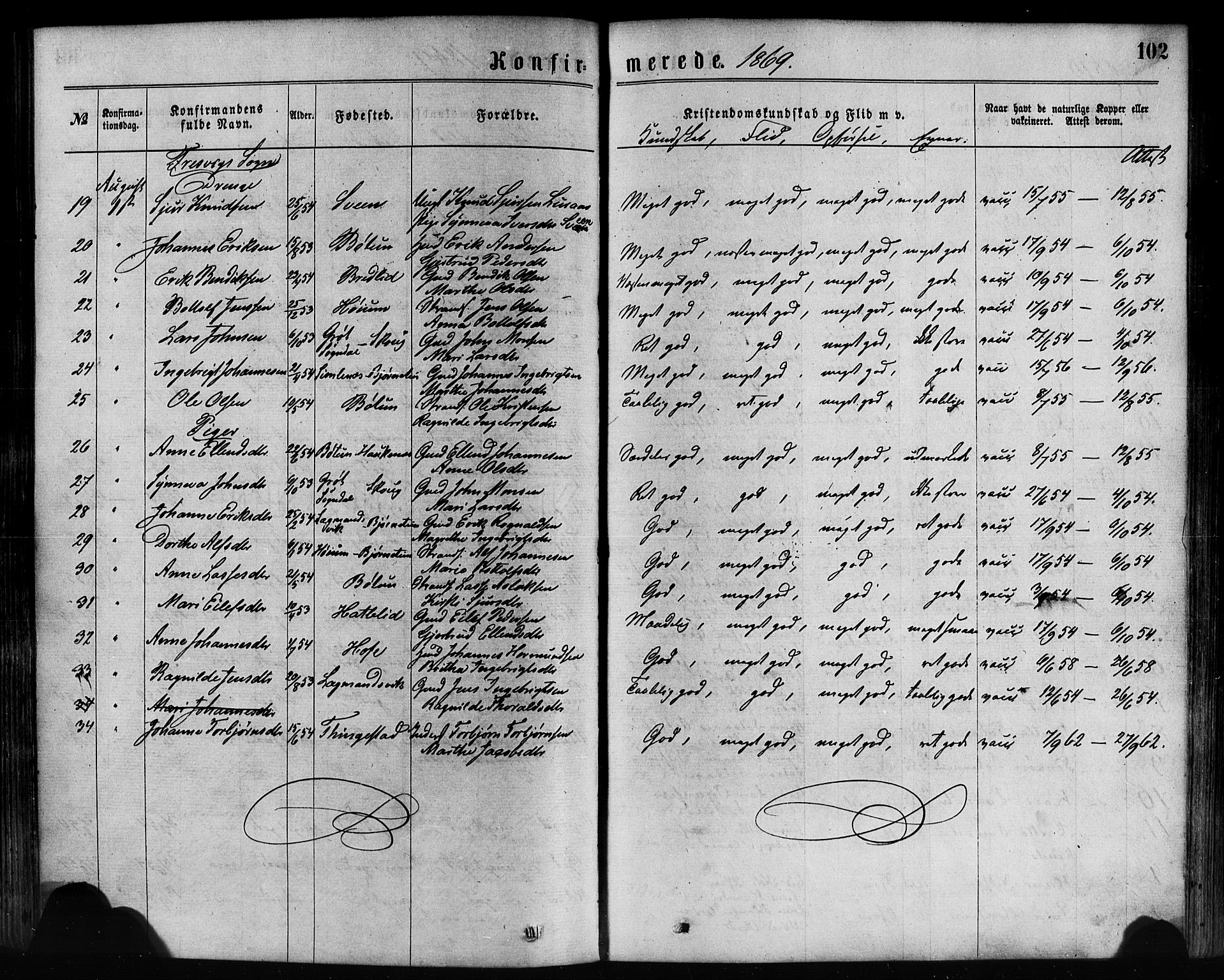 Leikanger sokneprestembete, AV/SAB-A-81001/H/Haa/Haaa/L0009: Parish register (official) no. A 9, 1869-1888, p. 102