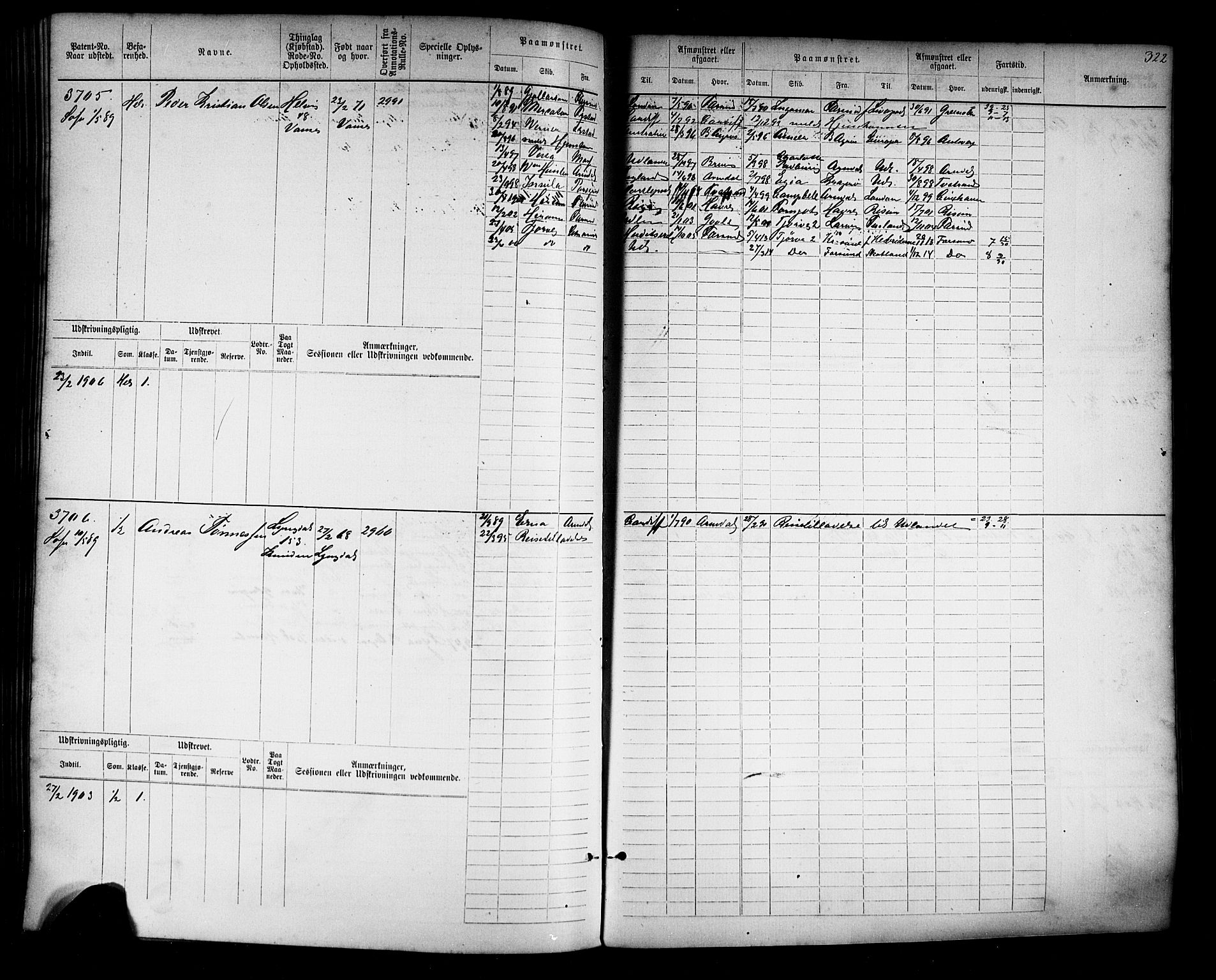 Farsund mønstringskrets, AV/SAK-2031-0017/F/Fb/L0019: Hovedrulle nr 3067-3832, Z-11, 1882-1922, p. 327