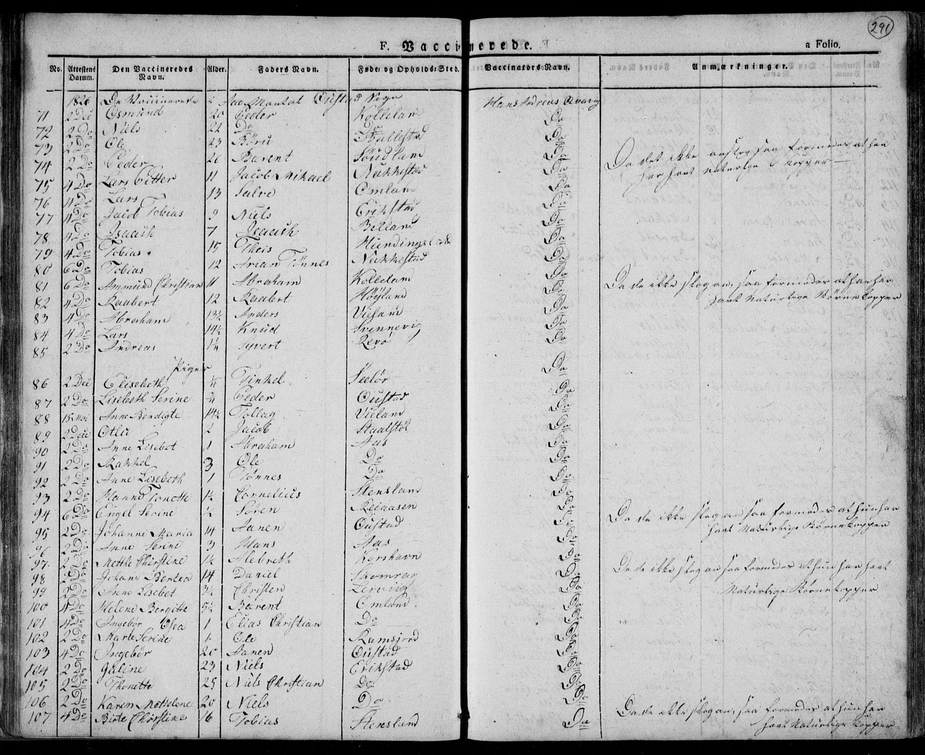 Lyngdal sokneprestkontor, AV/SAK-1111-0029/F/Fa/Fac/L0007: Parish register (official) no. A 7, 1825-1838, p. 291