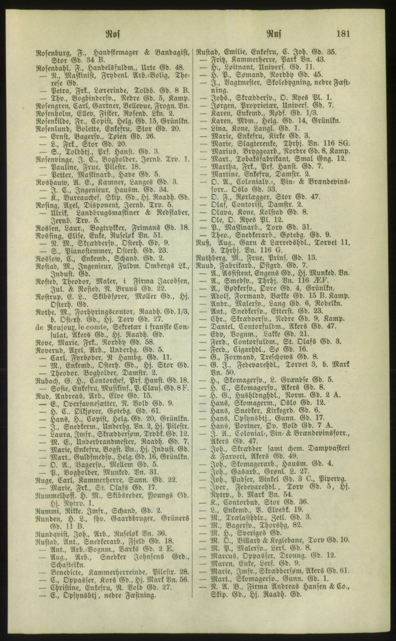 Kristiania/Oslo adressebok, PUBL/-, 1881, p. 181