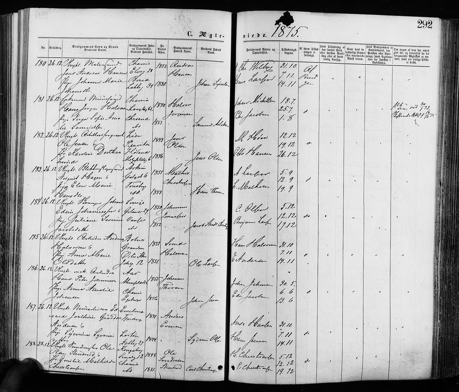 Grønland prestekontor Kirkebøker, AV/SAO-A-10848/F/Fa/L0005: Parish register (official) no. 5, 1869-1880, p. 292