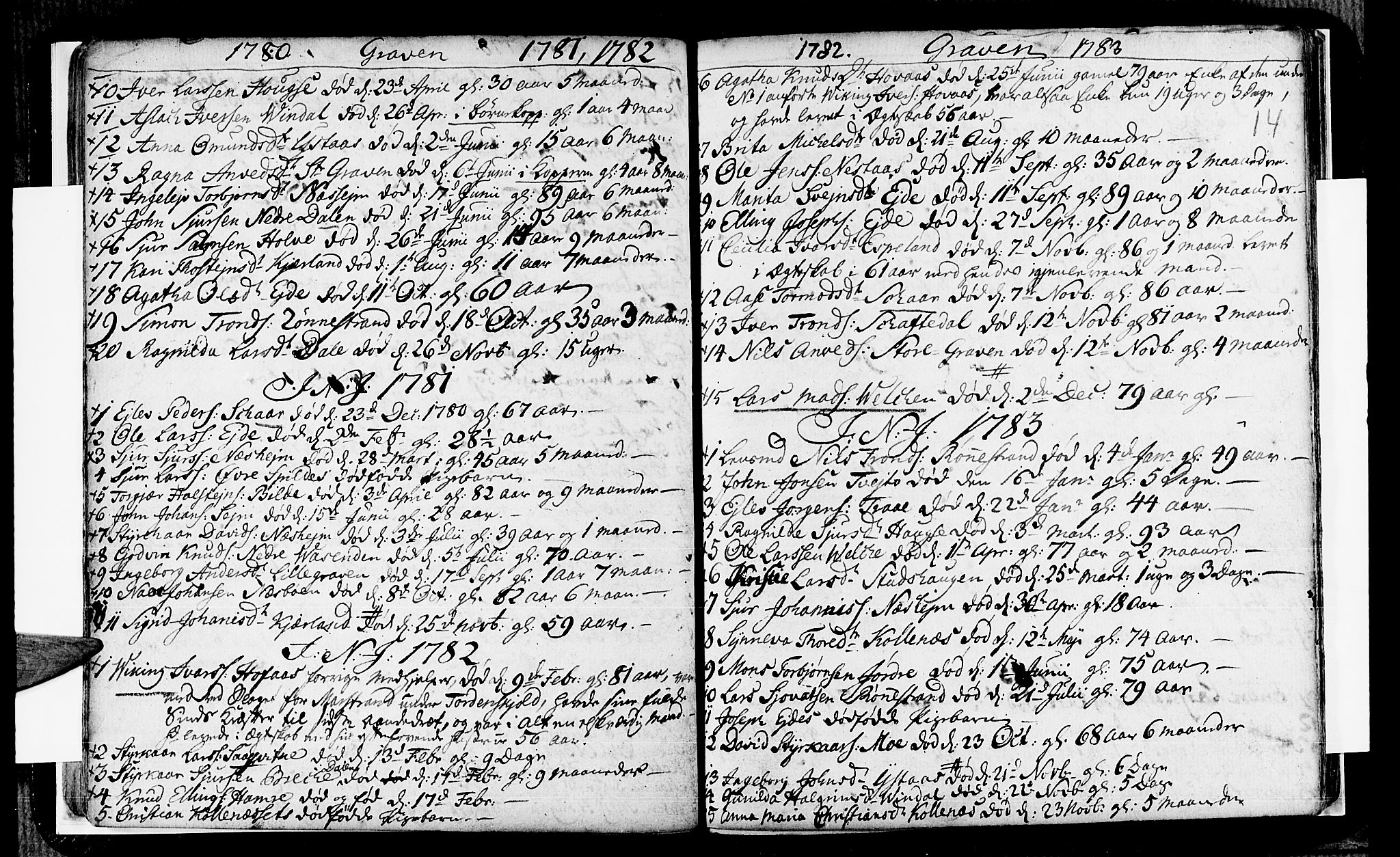 Ulvik sokneprestembete, SAB/A-78801/H/Haa: Parish register (official) no. A 8, 1743-1792, p. 14
