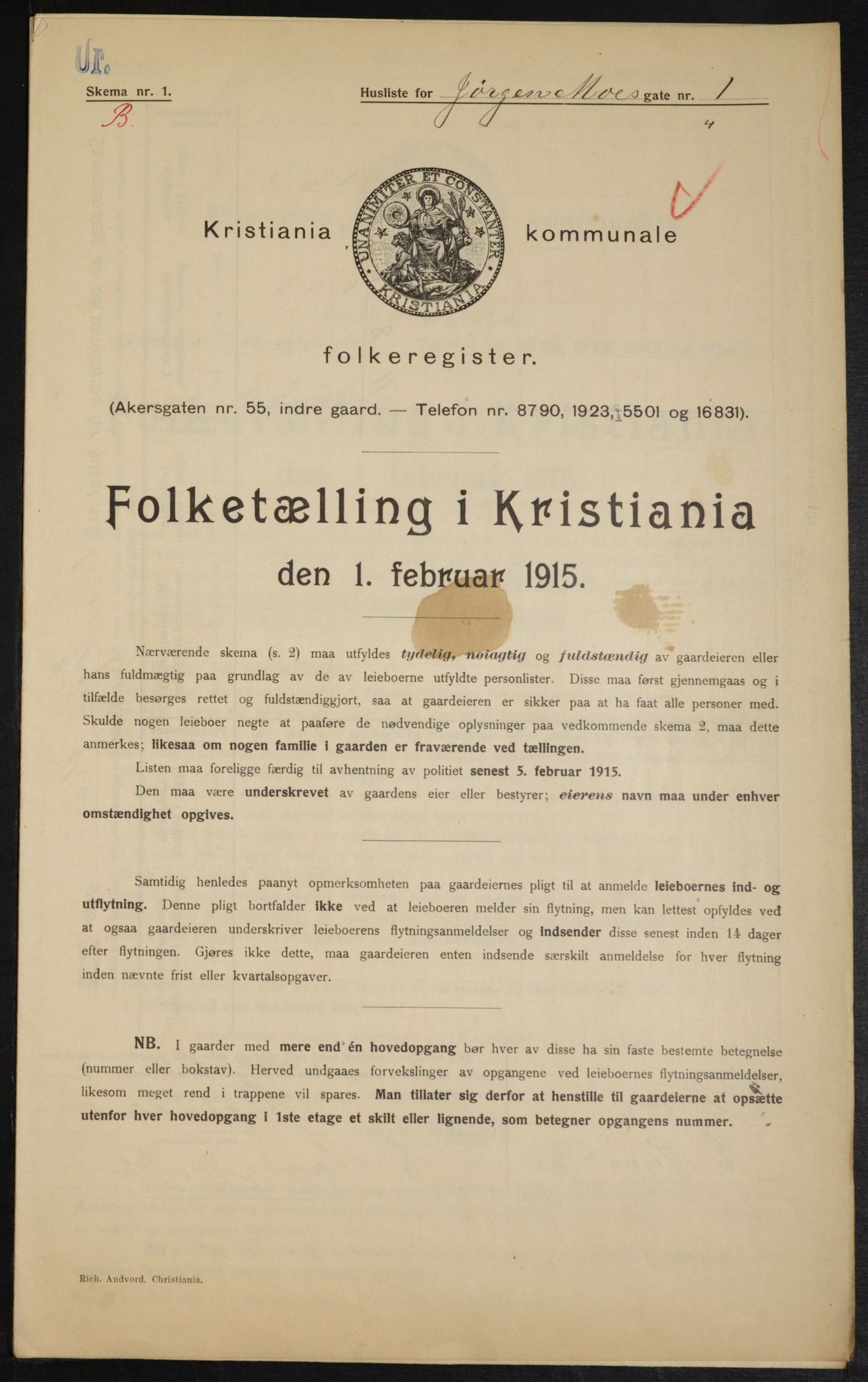 OBA, Municipal Census 1915 for Kristiania, 1915, p. 47217