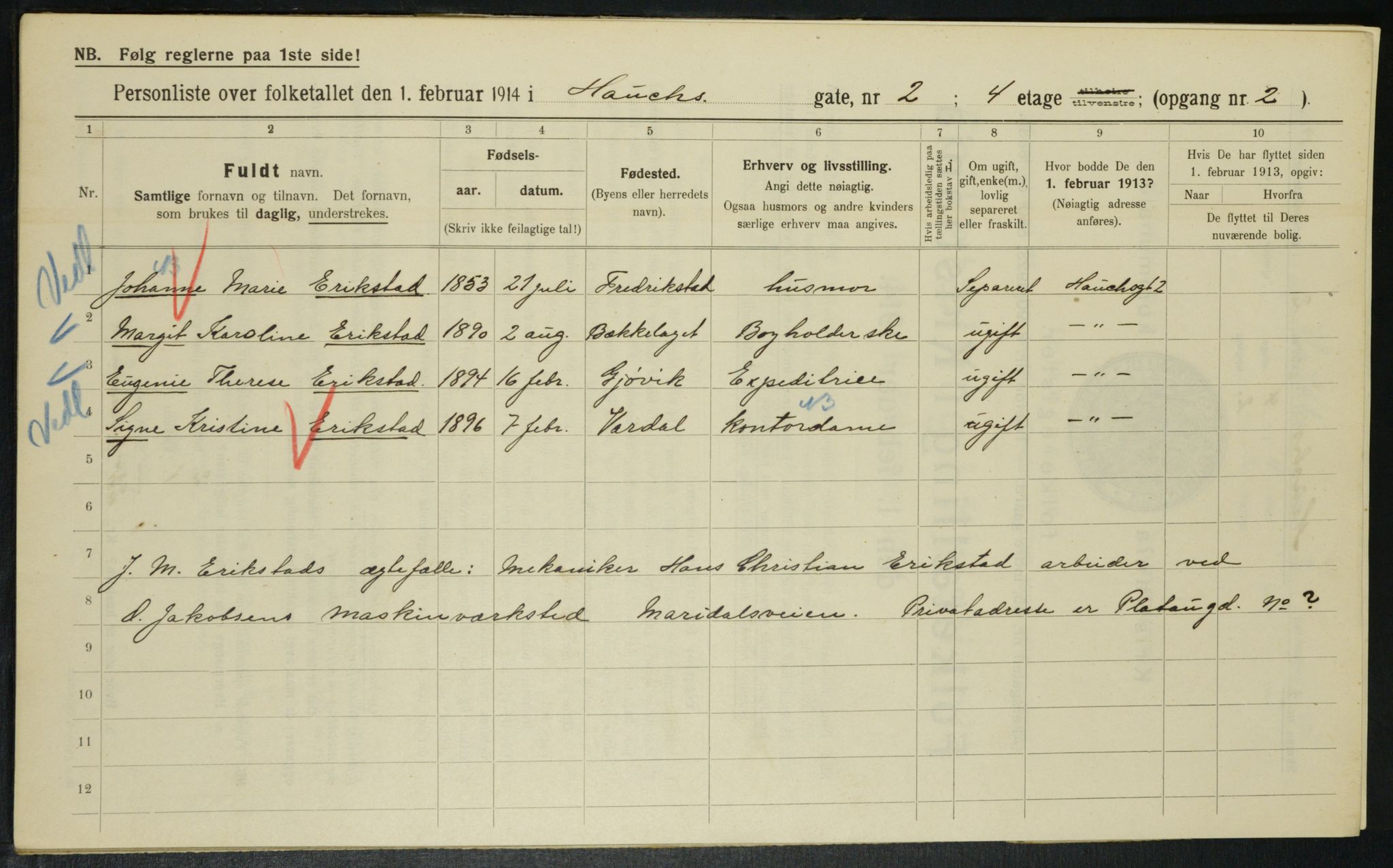 OBA, Municipal Census 1914 for Kristiania, 1914, p. 35120