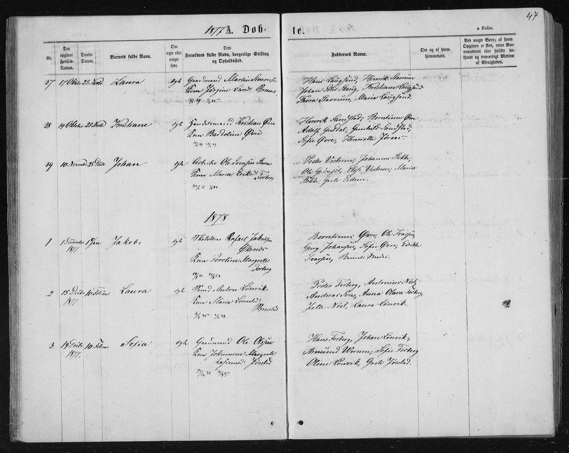 Ministerialprotokoller, klokkerbøker og fødselsregistre - Nord-Trøndelag, SAT/A-1458/722/L0219: Parish register (official) no. 722A06, 1868-1880, p. 47