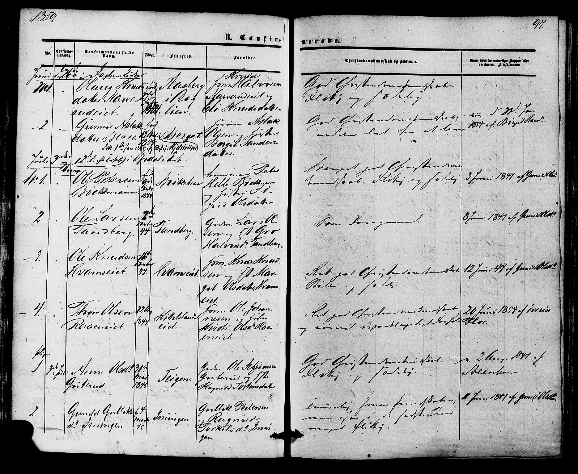Nore kirkebøker, SAKO/A-238/F/Fa/L0003: Parish register (official) no. I 3, 1858-1866, p. 97