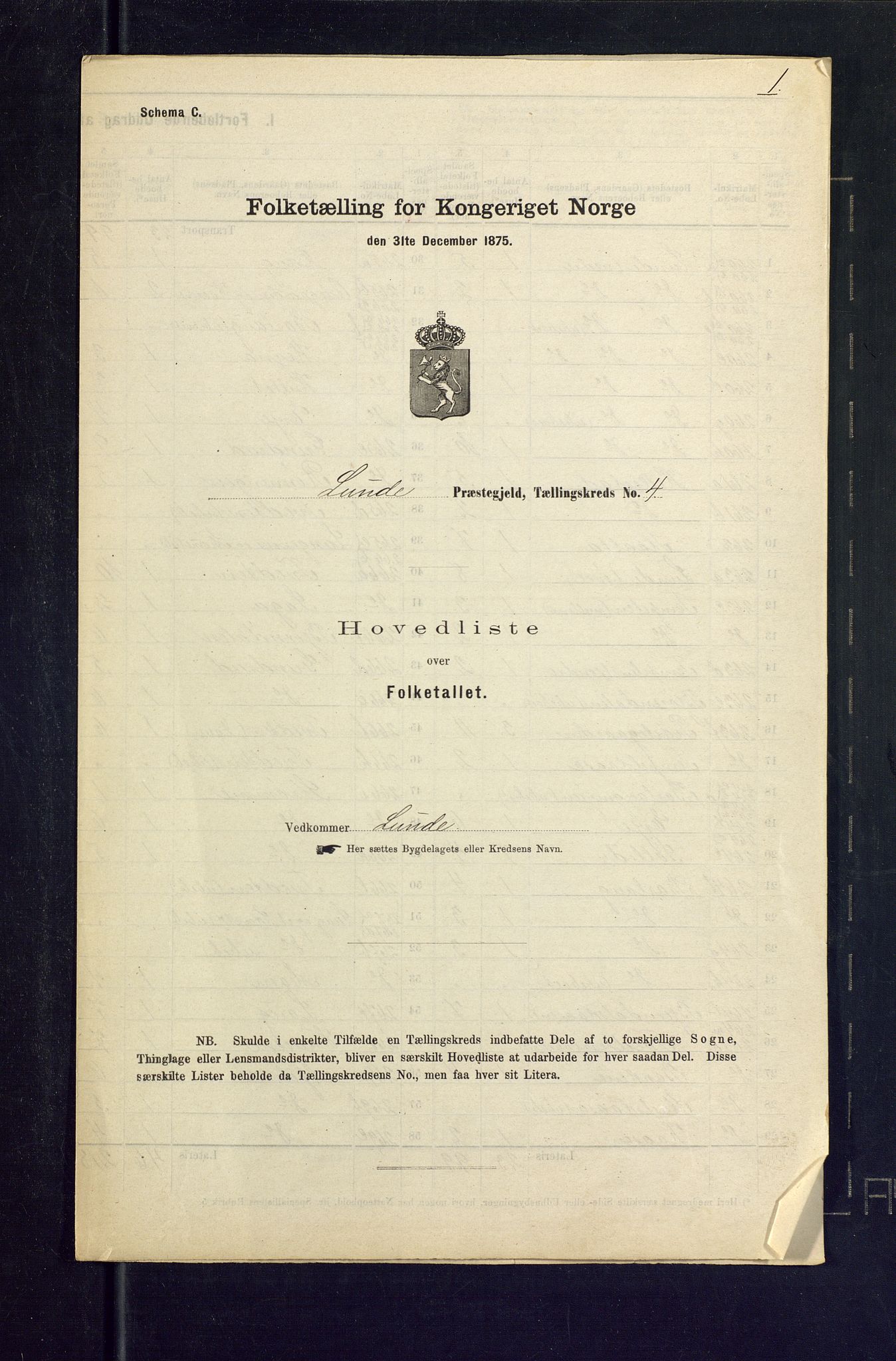 SAKO, 1875 census for 0820P Lunde, 1875, p. 17