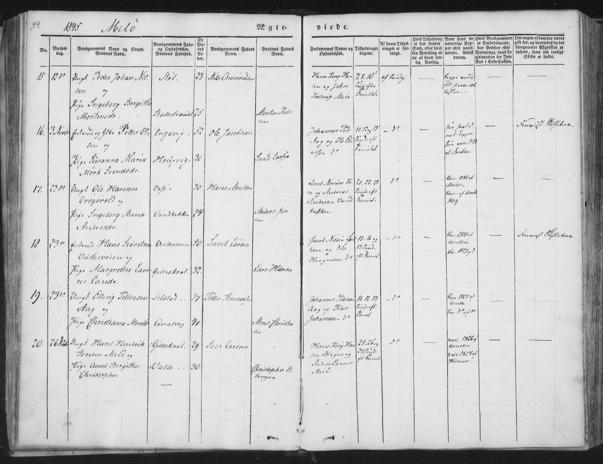 Ministerialprotokoller, klokkerbøker og fødselsregistre - Nordland, AV/SAT-A-1459/841/L0604: Parish register (official) no. 841A09 /2, 1845-1862, p. 94