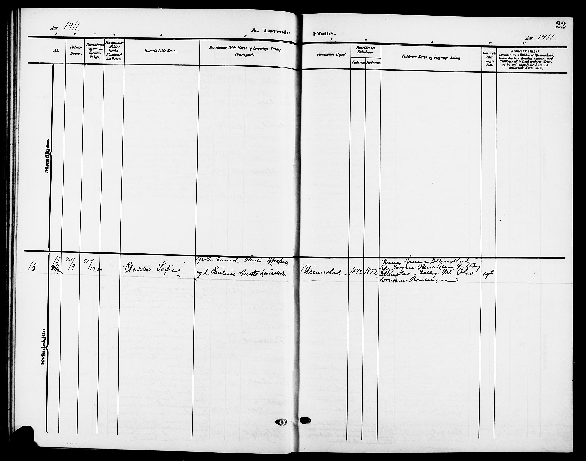 Nesodden prestekontor Kirkebøker, AV/SAO-A-10013/G/Ga/L0002: Parish register (copy) no. I 2, 1905-1924, p. 22