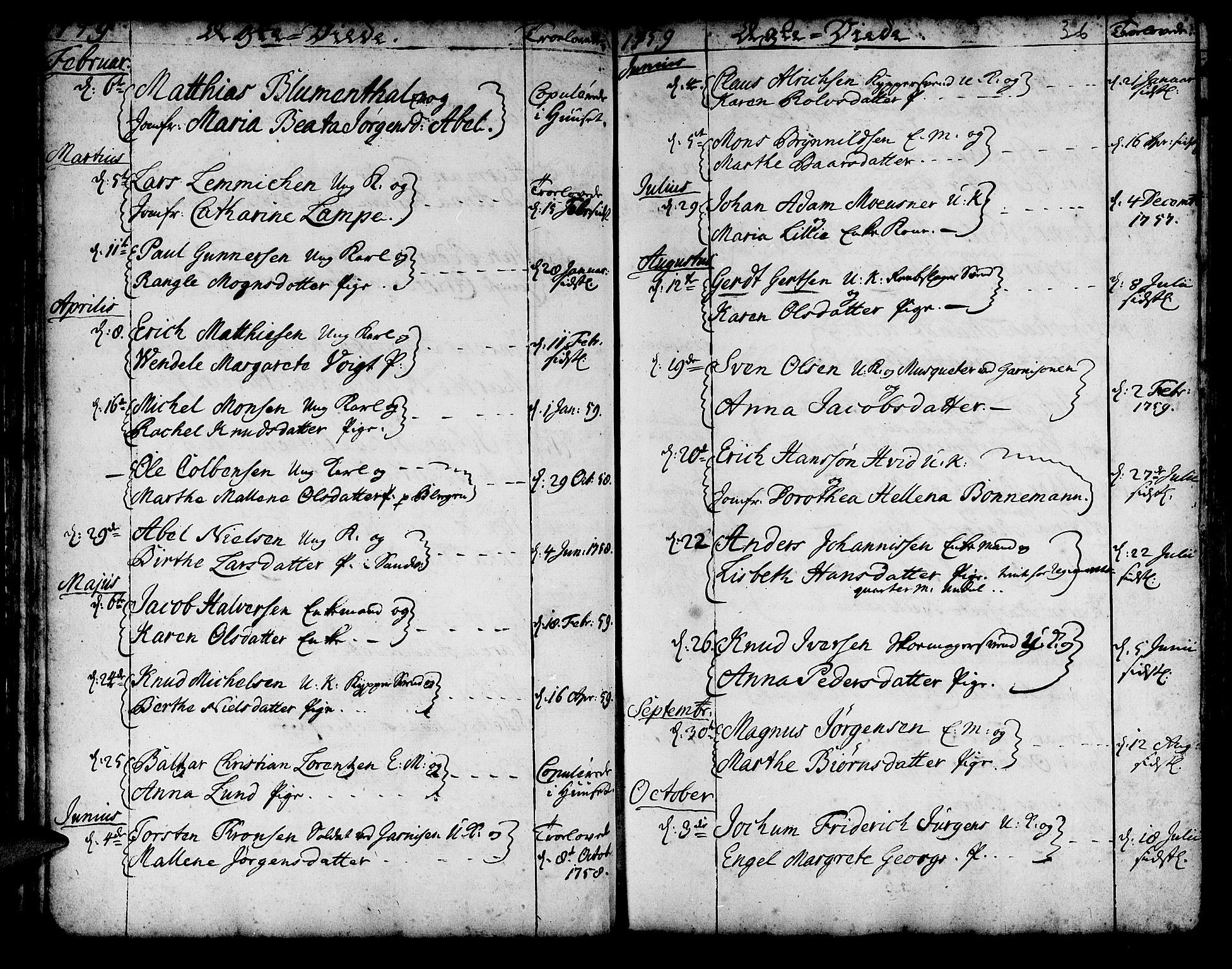 Korskirken sokneprestembete, SAB/A-76101/H/Haa/L0009: Parish register (official) no. A 9, 1743-1861, p. 36