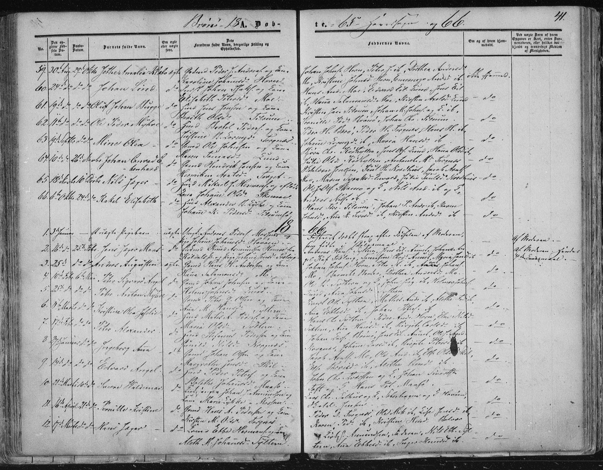 Ministerialprotokoller, klokkerbøker og fødselsregistre - Nordland, AV/SAT-A-1459/813/L0198: Parish register (official) no. 813A08, 1834-1874, p. 41