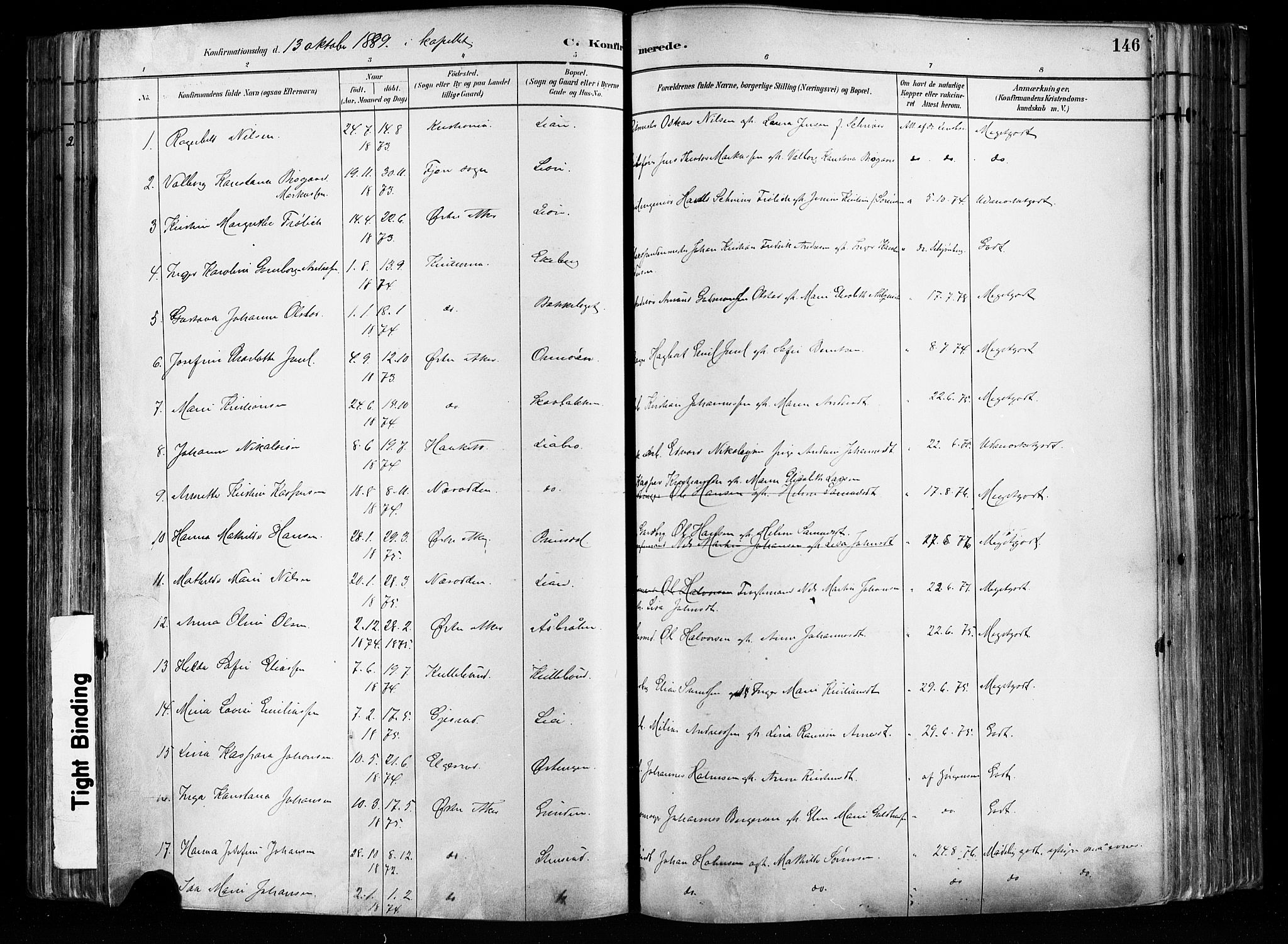 Østre Aker prestekontor Kirkebøker, SAO/A-10840/F/Fa/L0008: Parish register (official) no. I 8, 1883-1894, p. 146