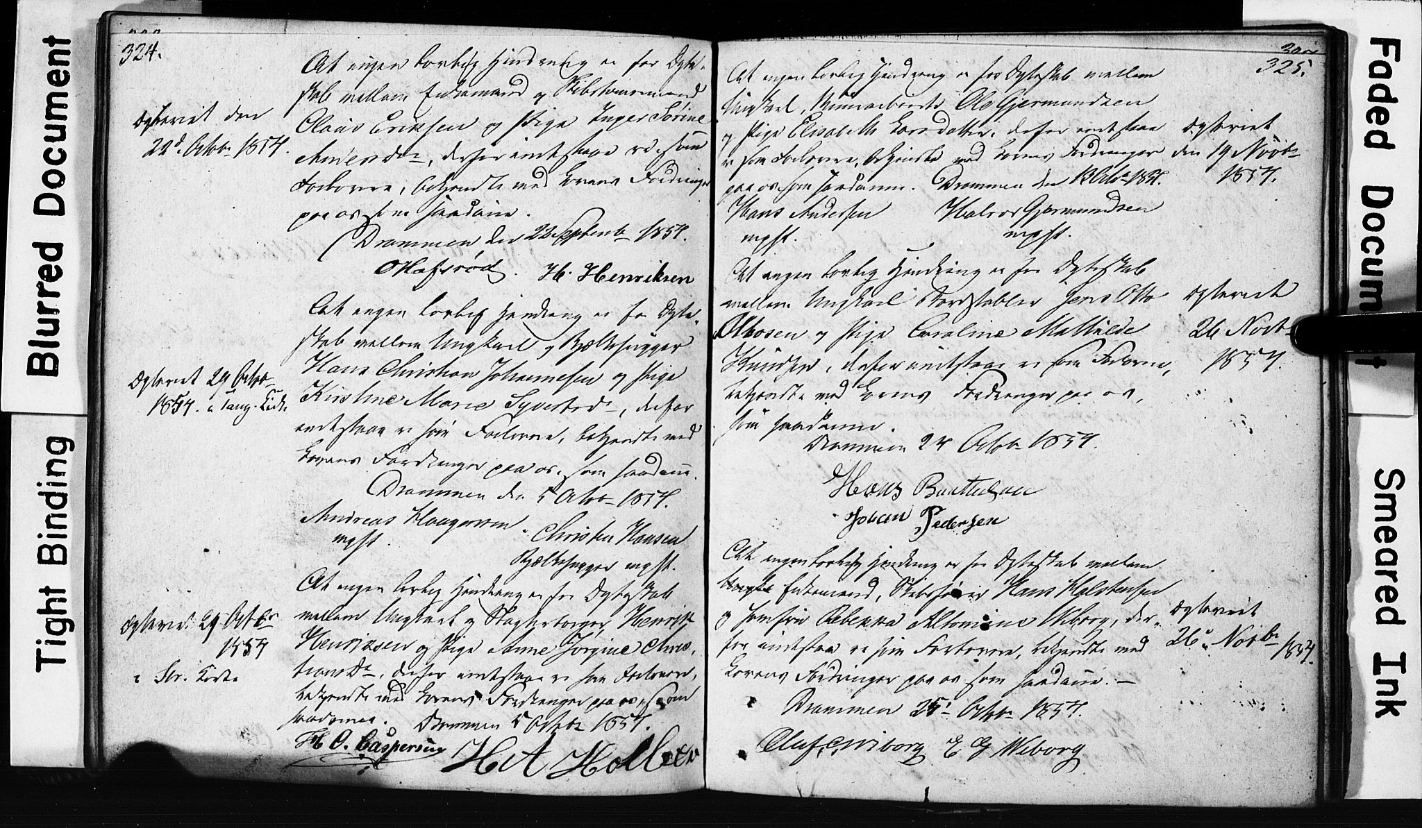 Strømsø kirkebøker, AV/SAKO-A-246/H/Hb/L0002: Best man's statements no. 2, 1815-1857, p. 324-325