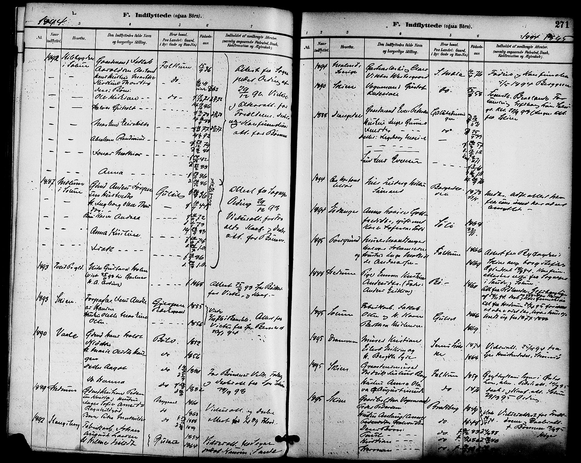 Gjerpen kirkebøker, SAKO/A-265/F/Fa/L0010: Parish register (official) no. I 10, 1886-1895, p. 271