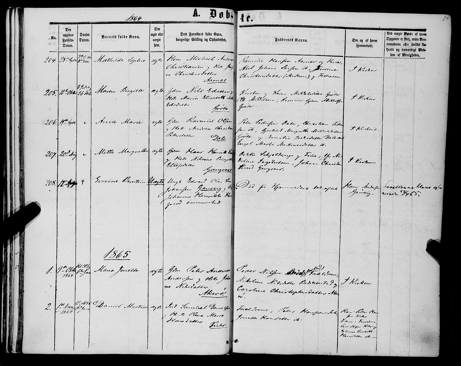 Trondenes sokneprestkontor, SATØ/S-1319/H/Ha/L0012kirke: Parish register (official) no. 12, 1863-1870, p. 34
