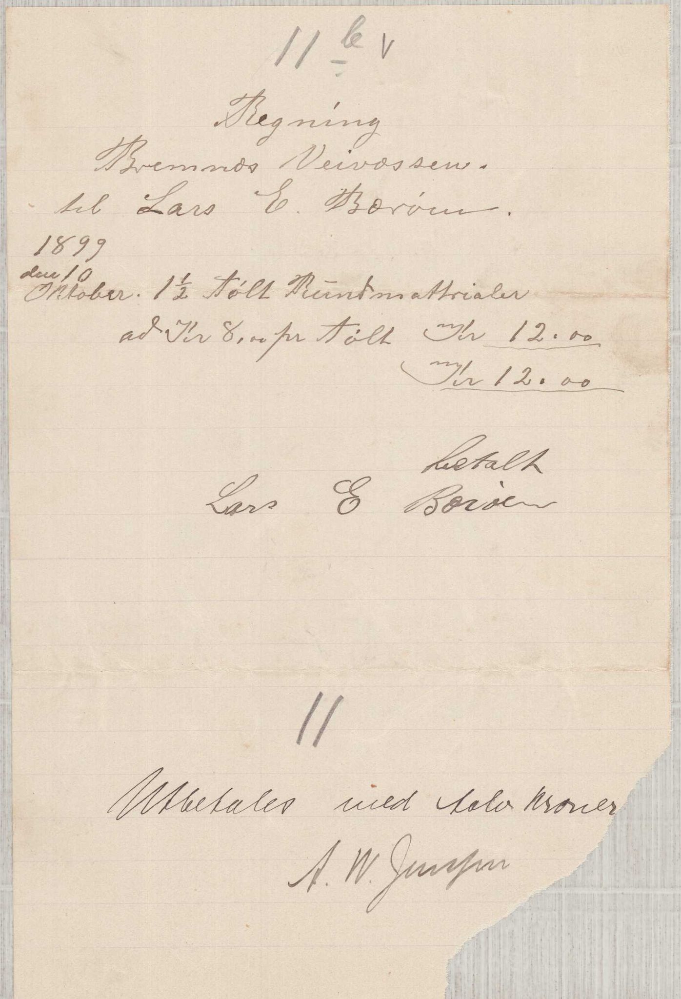 Finnaas kommune. Formannskapet, IKAH/1218a-021/E/Ea/L0002/0001: Rekneskap for veganlegg / Rekneskap for veganlegget Urangsvåg - Mælandsvåg, 1898-1900, p. 108