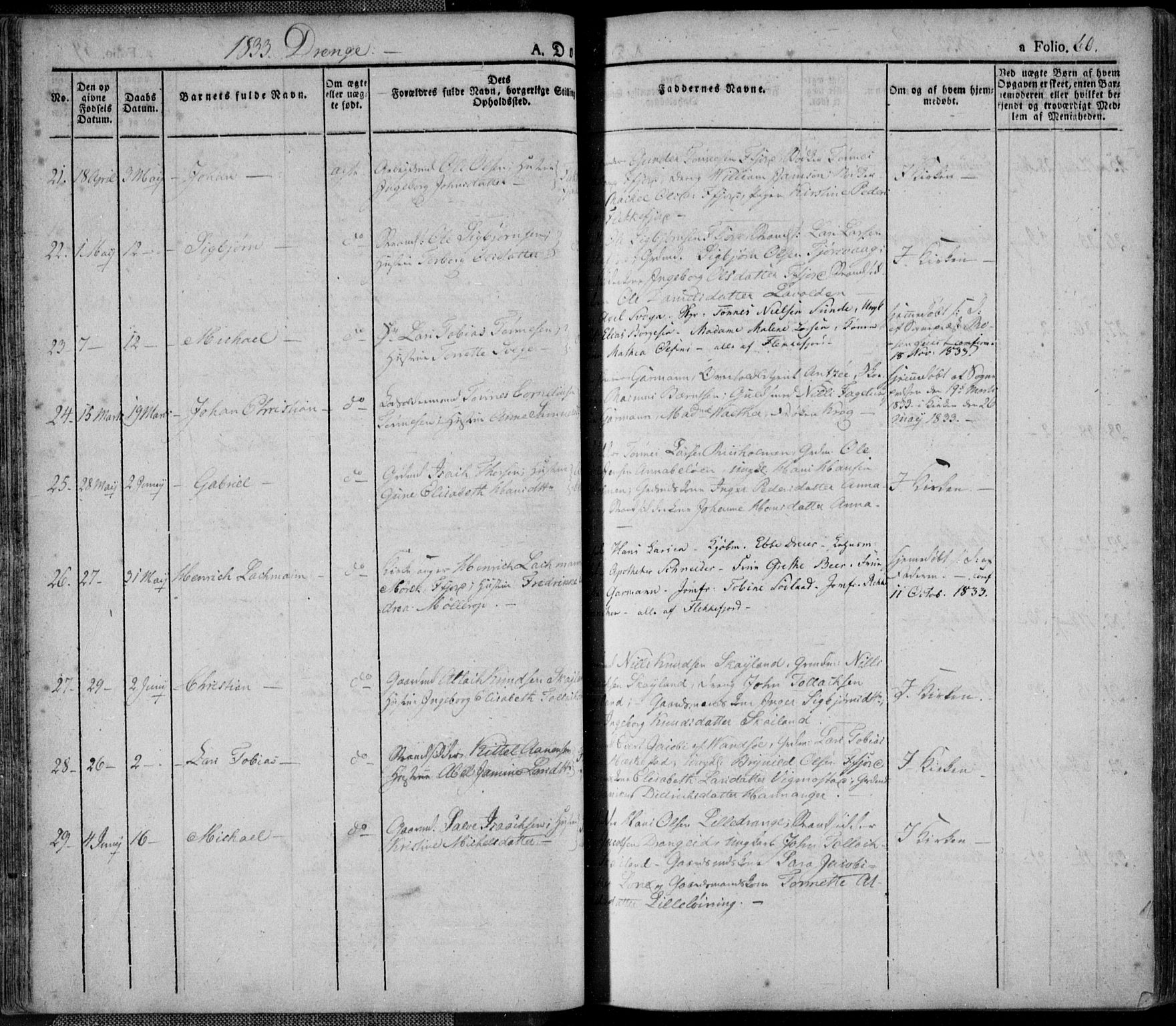 Flekkefjord sokneprestkontor, AV/SAK-1111-0012/F/Fa/Fac/L0003: Parish register (official) no. A 3, 1826-1841, p. 61