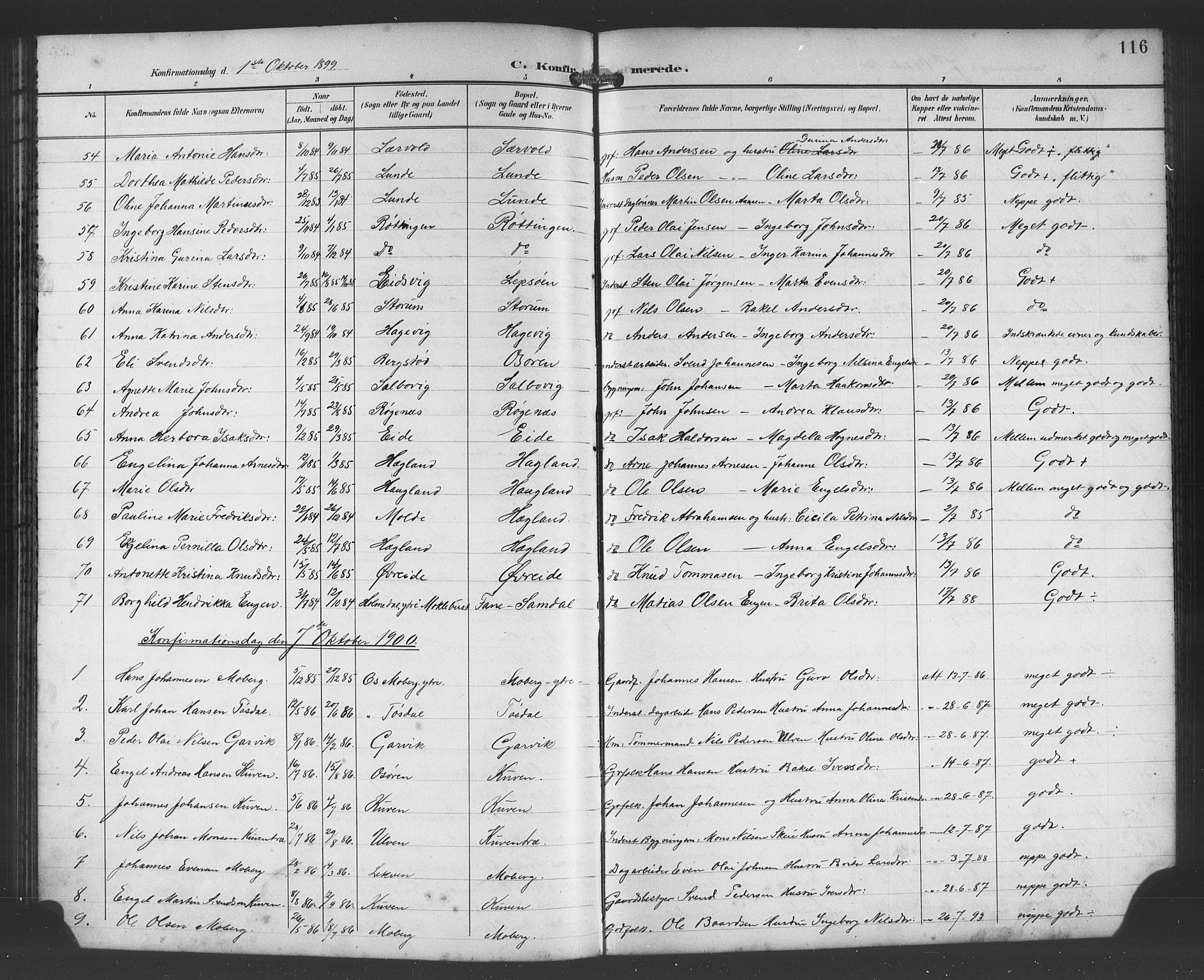 Os sokneprestembete, SAB/A-99929: Parish register (copy) no. A 3, 1897-1913, p. 116