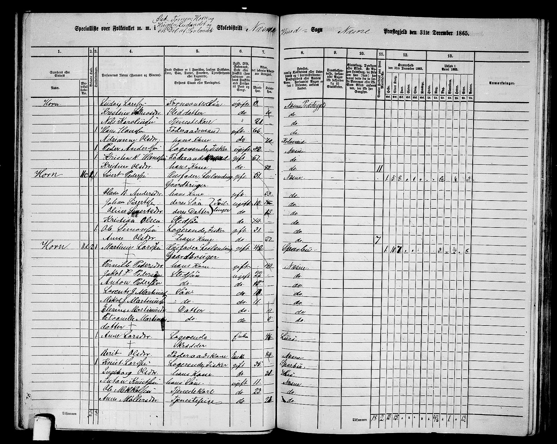 RA, 1865 census for Nesna, 1865, p. 66