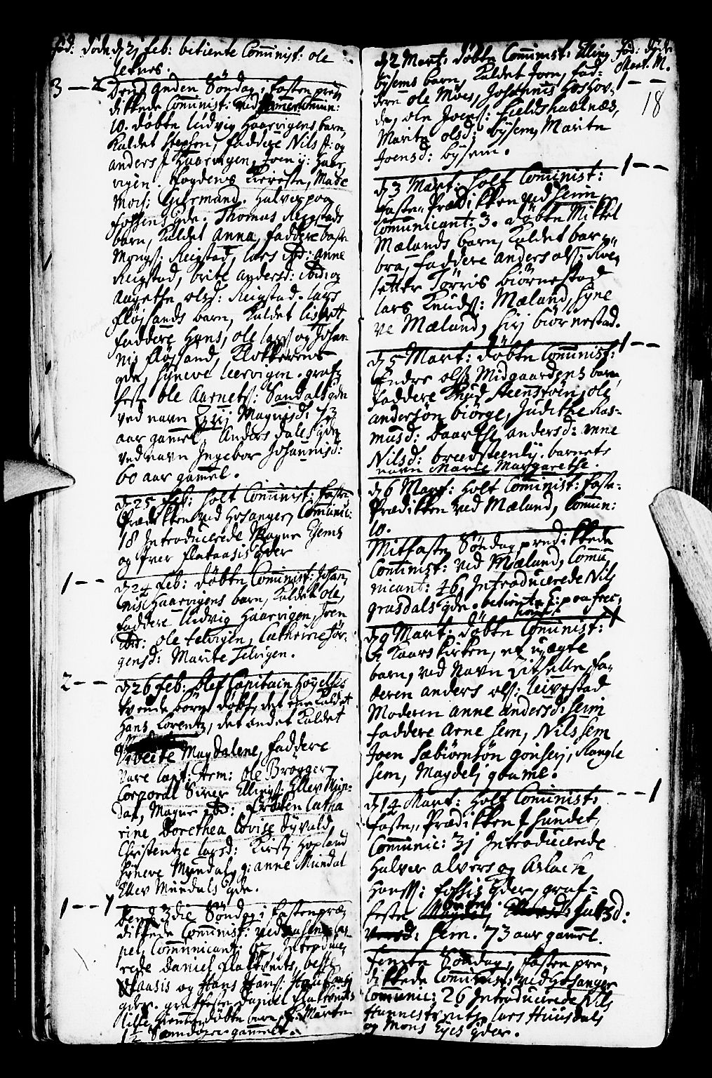 Hamre sokneprestembete, SAB/A-75501/H/Ha/Haa/Haaa/L0004: Parish register (official) no. A 4, 1727-1733, p. 18