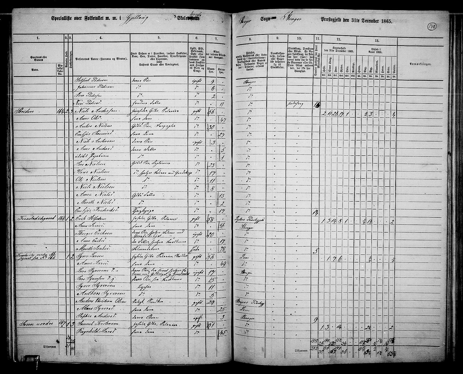 RA, 1865 census for Skjåk, 1865, p. 12