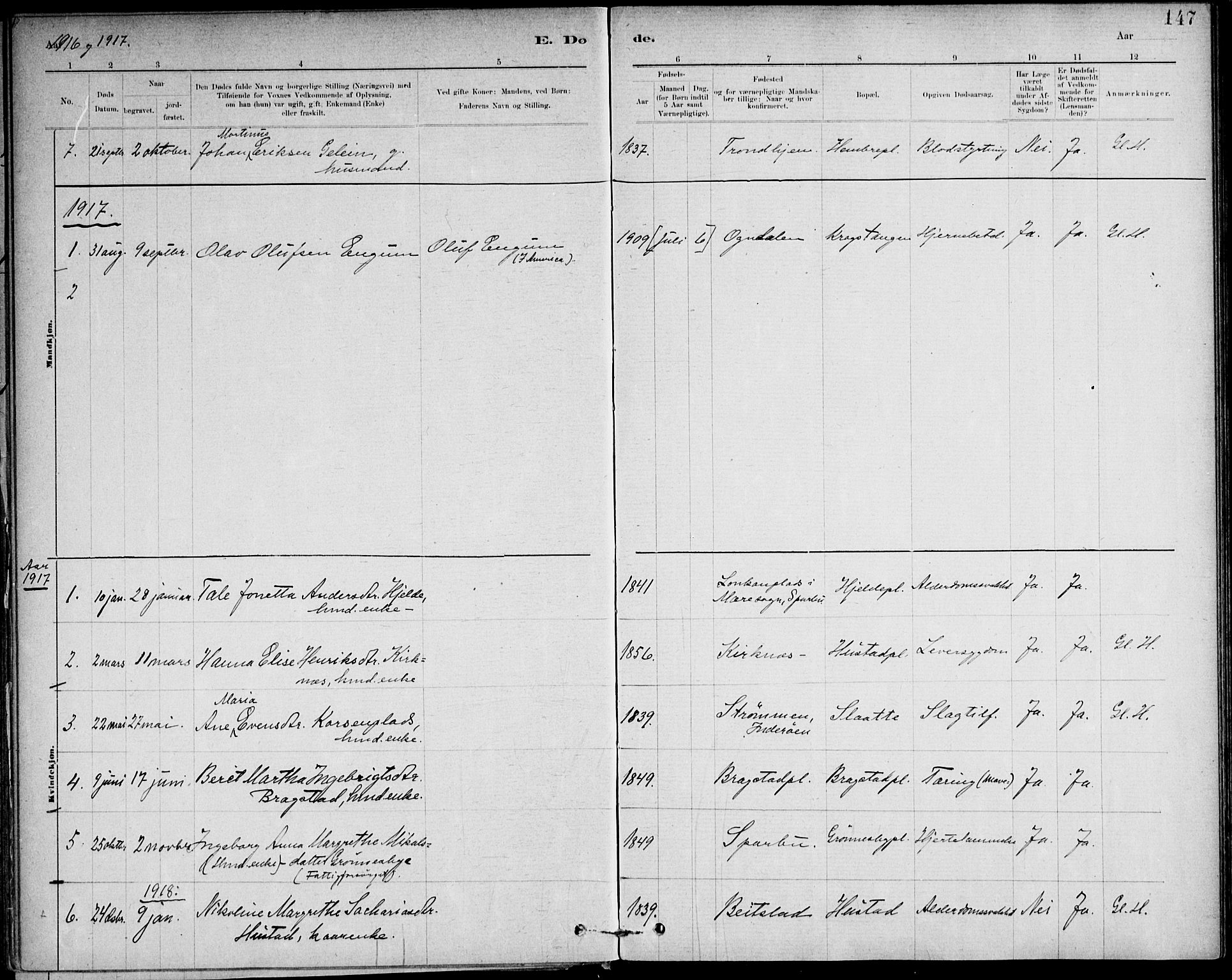 Ministerialprotokoller, klokkerbøker og fødselsregistre - Nord-Trøndelag, SAT/A-1458/732/L0316: Parish register (official) no. 732A01, 1879-1921, p. 147