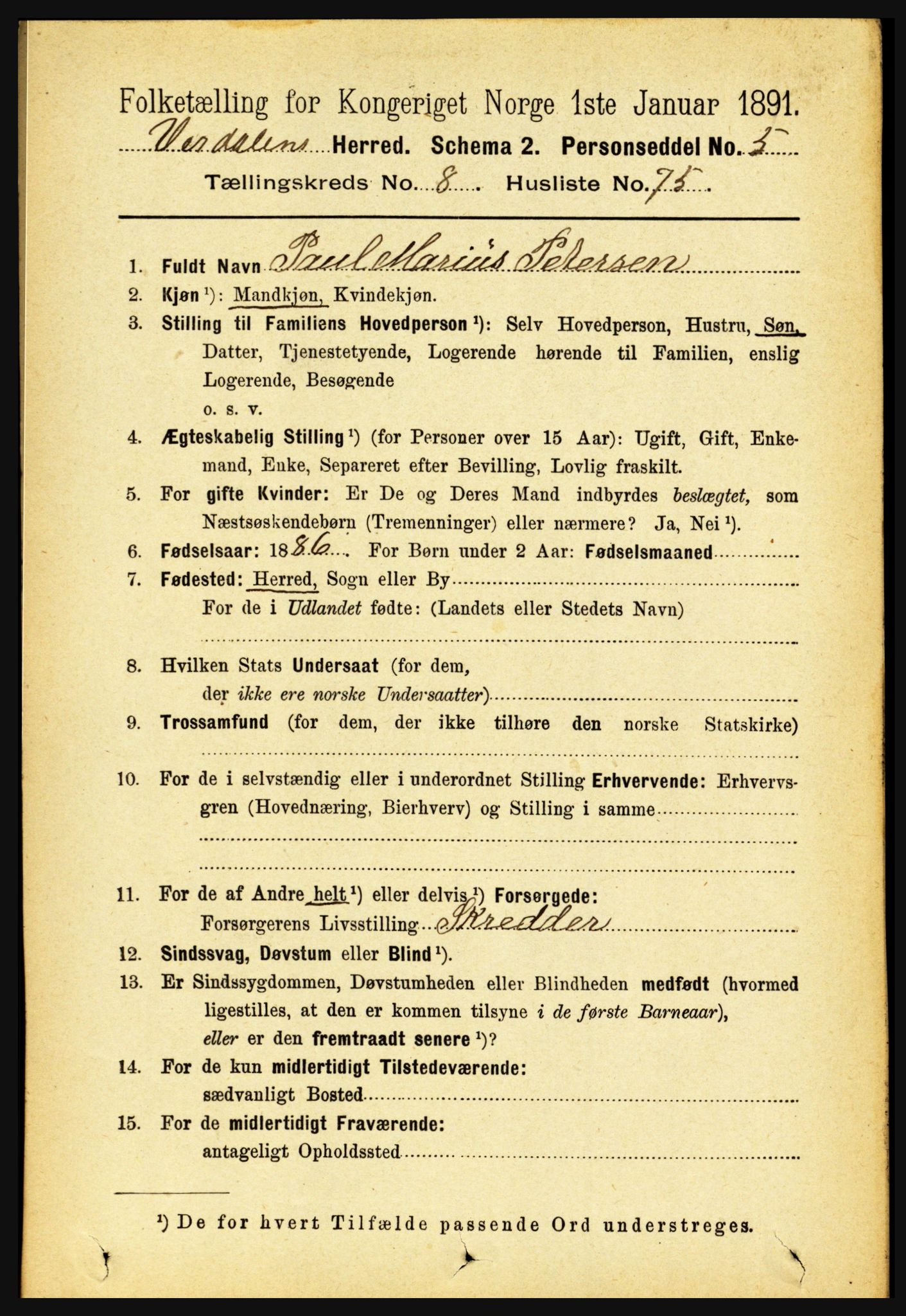 RA, 1891 census for 1721 Verdal, 1891, p. 4887
